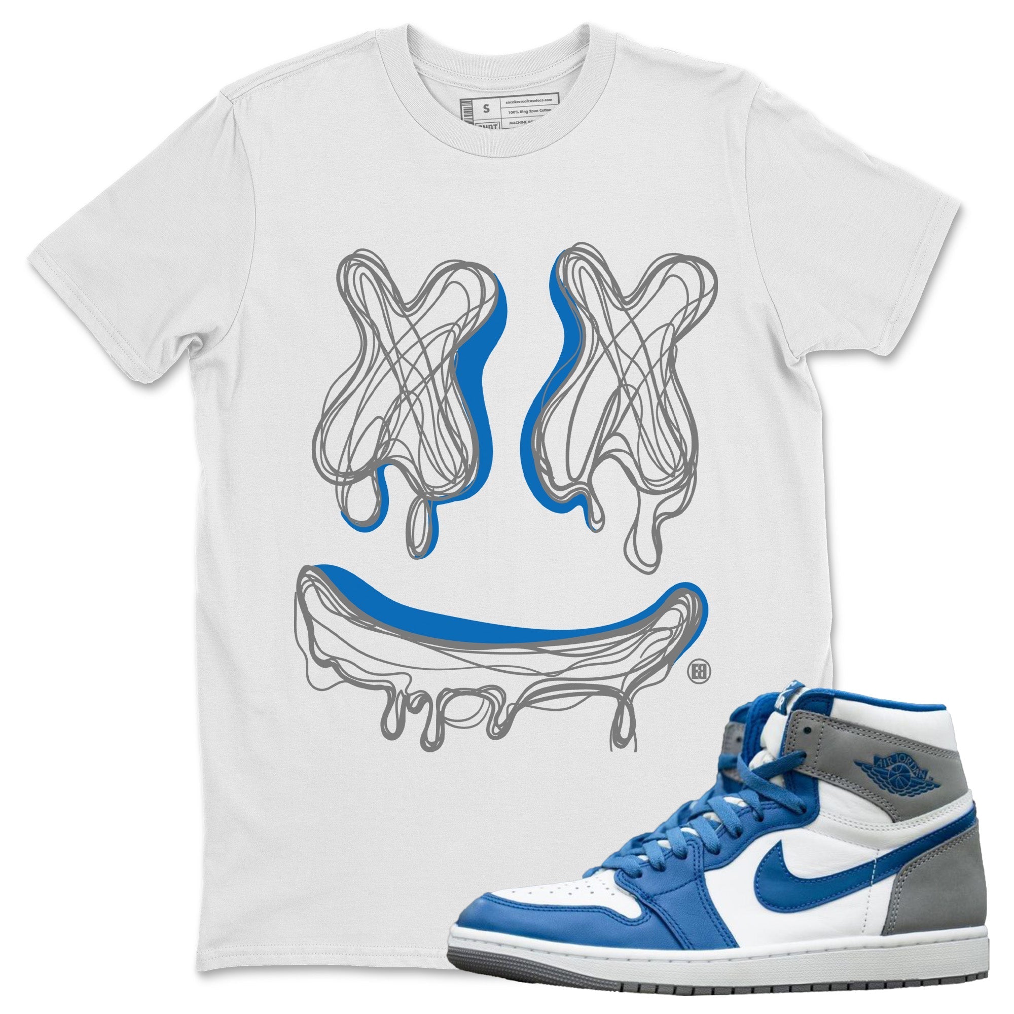 Smile Doodle snkmatch Tees - Air Jordan 1 True Blue