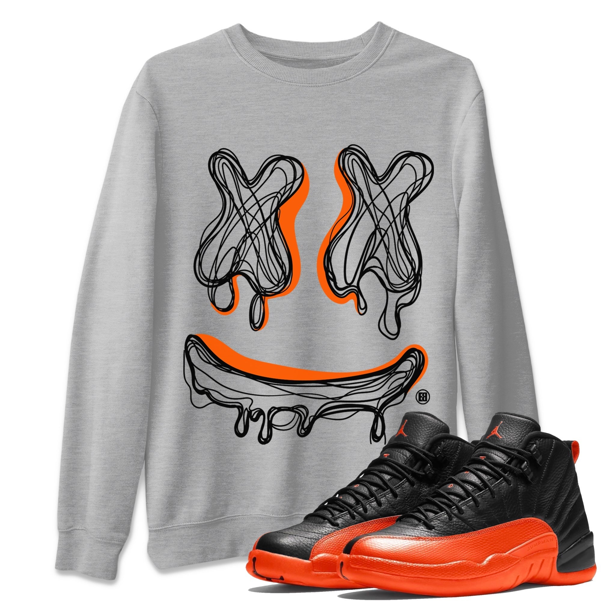Smile Doodle snkmatch Tees - Air Jordan 12 Brilliant Orange