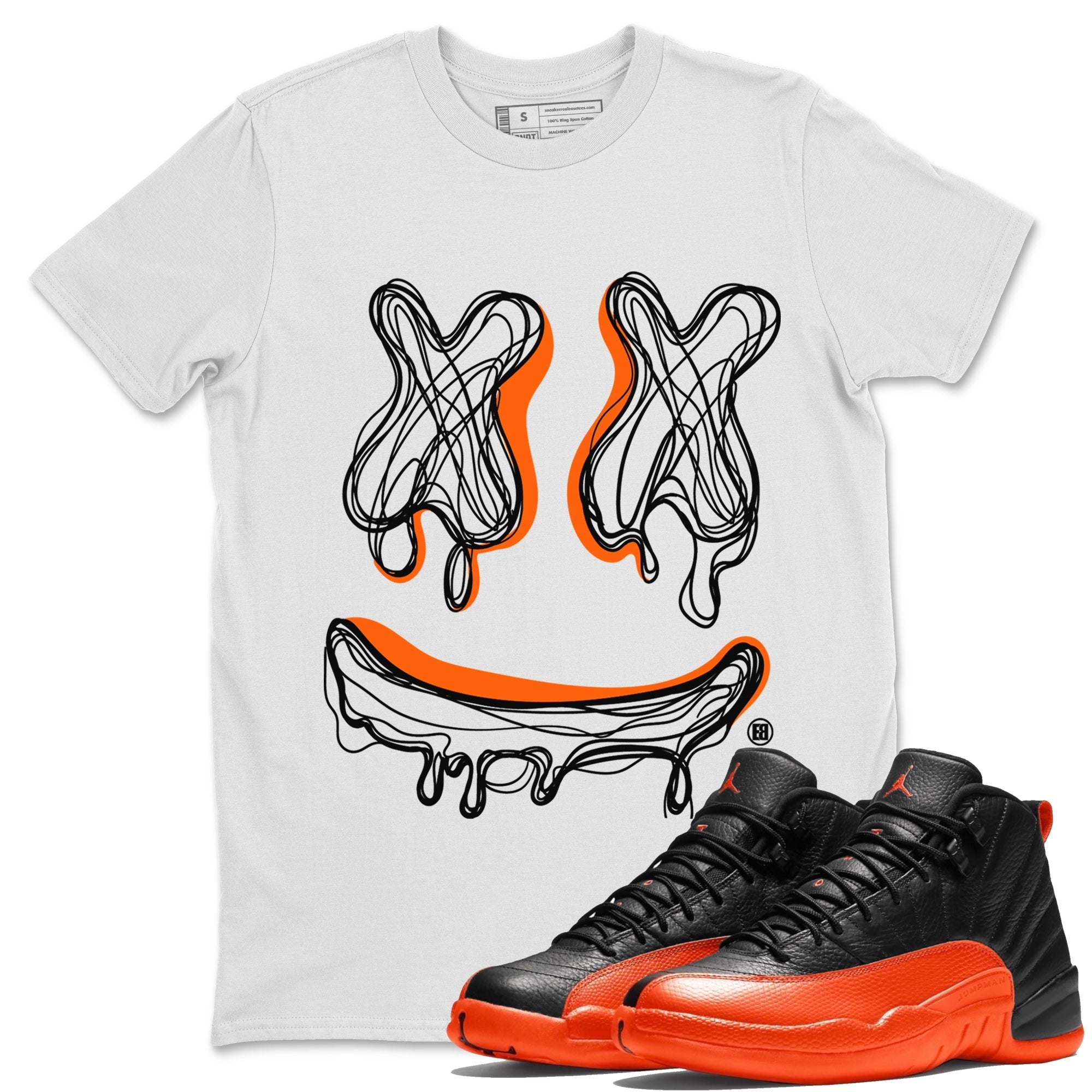Smile Doodle snkmatch Tees - Air Jordan 12 Brilliant Orange