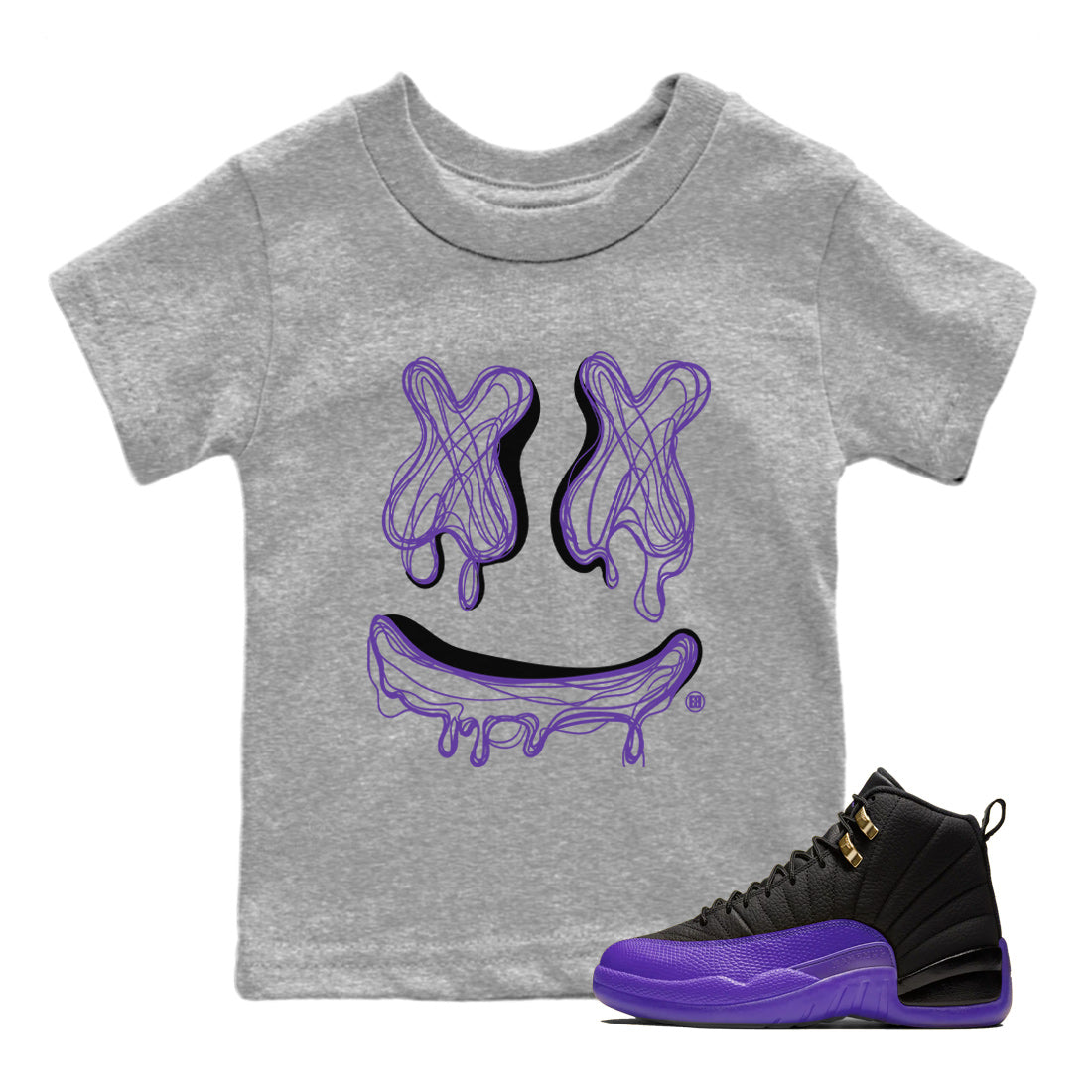 Smile Doodle snkmatch Tees Kids - Air Jordan 12 Field Purple