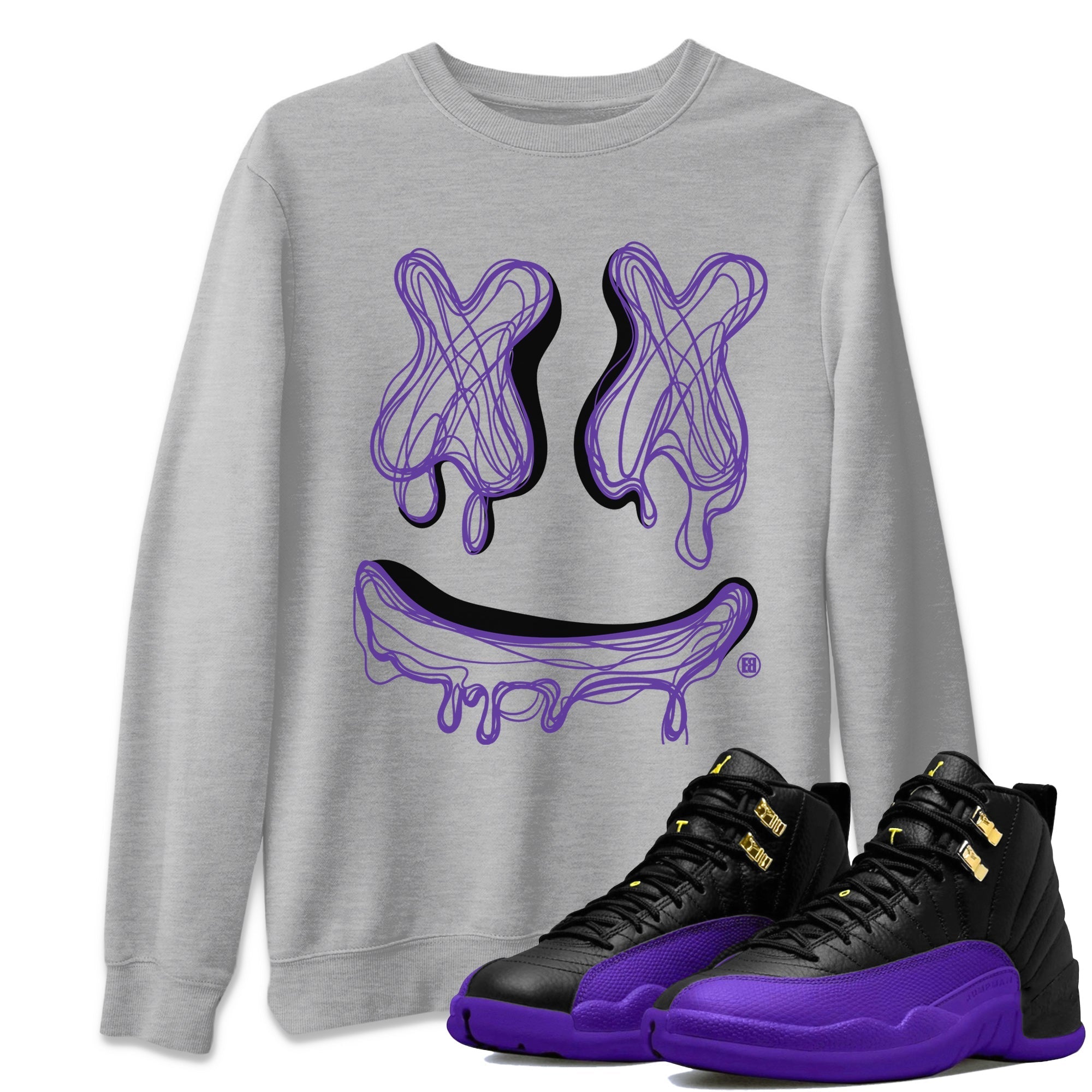 Smile Doodle snkmatch Tees - Air Jordan 12 Field Purple