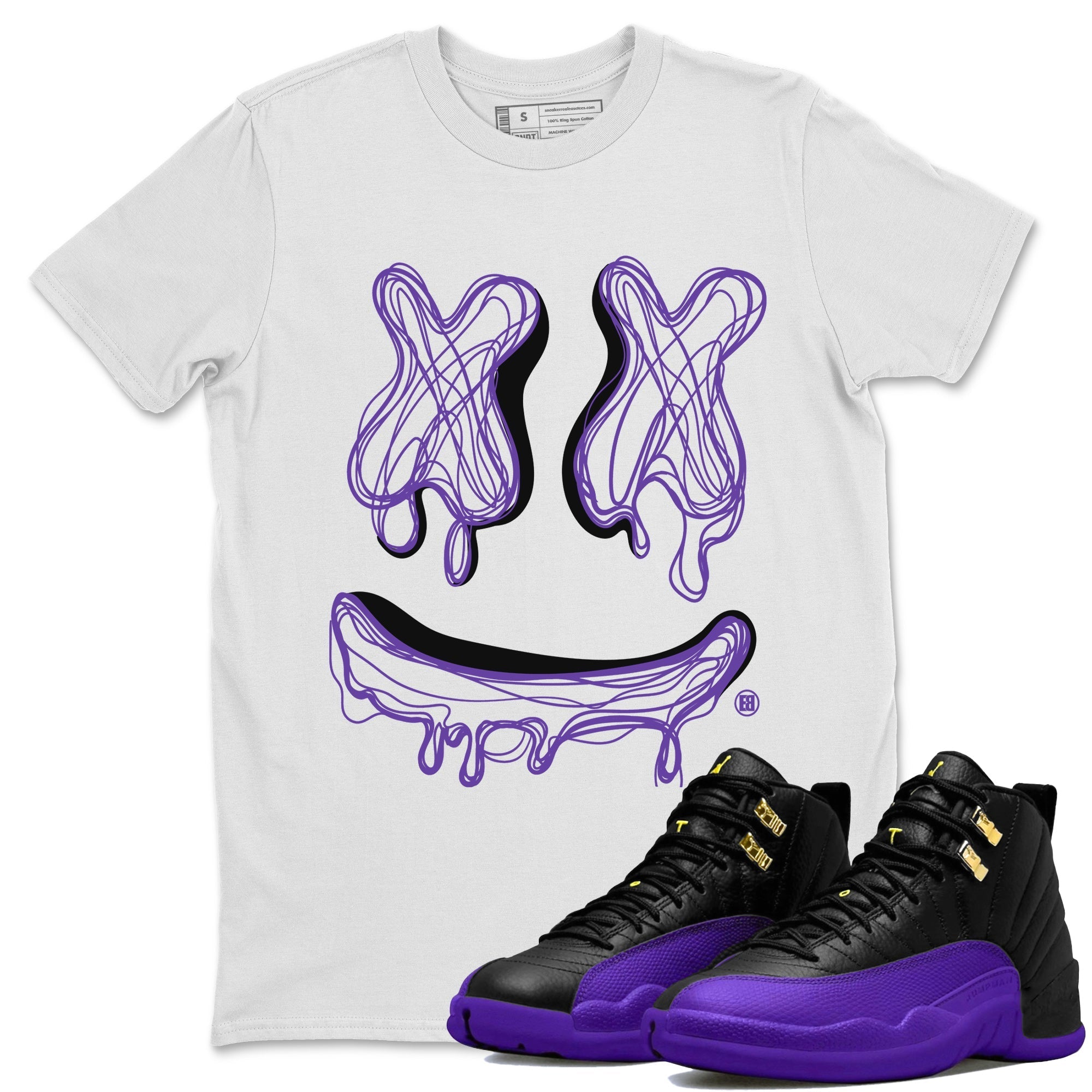Smile Doodle snkmatch Tees - Air Jordan 12 Field Purple