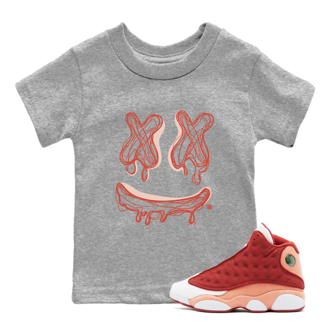 Smile Doodle snkmatch Tees Kids - Air Jordan 13 Dune Red