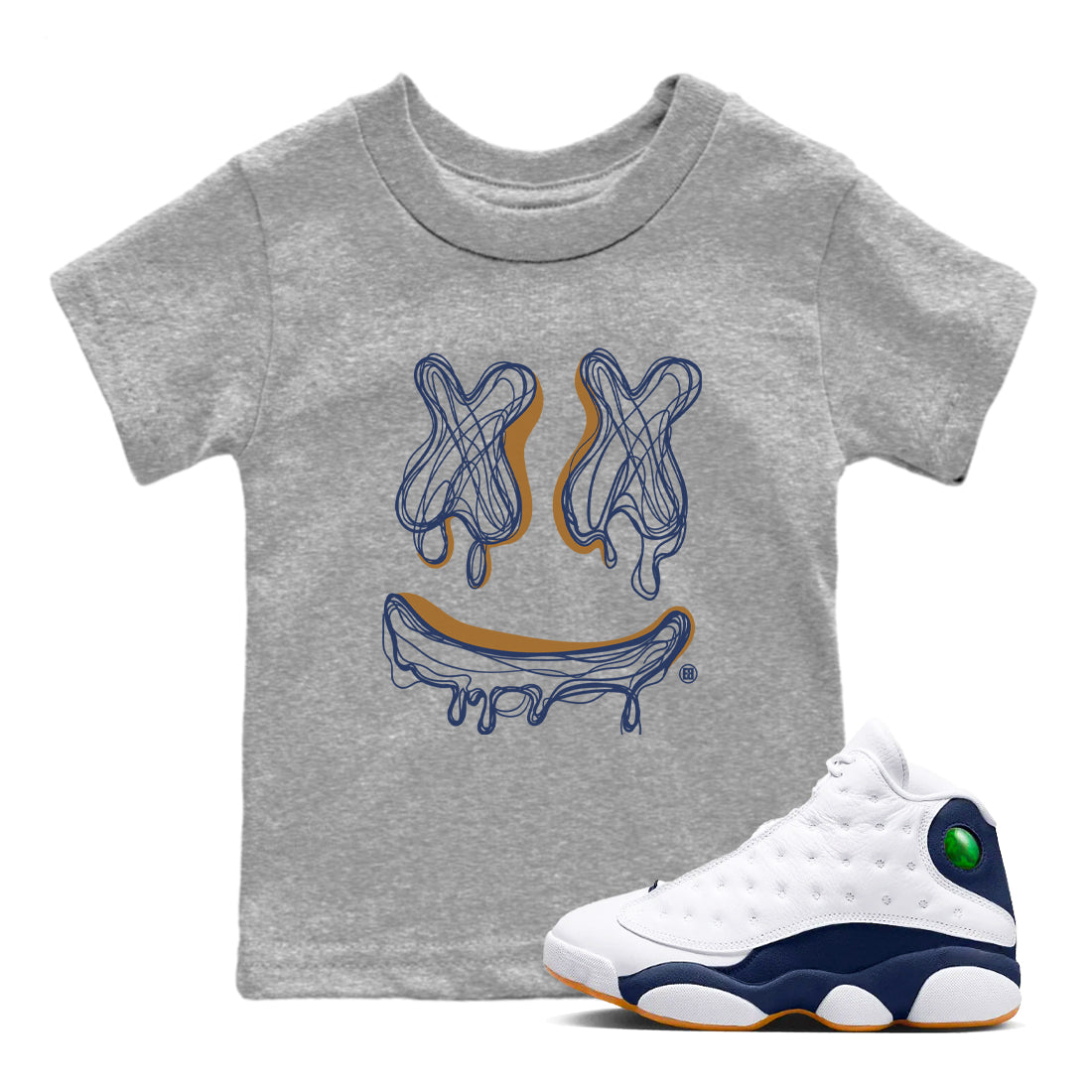 Smile Doodle snkmatch Tees Kids - Air Jordan 13 Midnight Navy