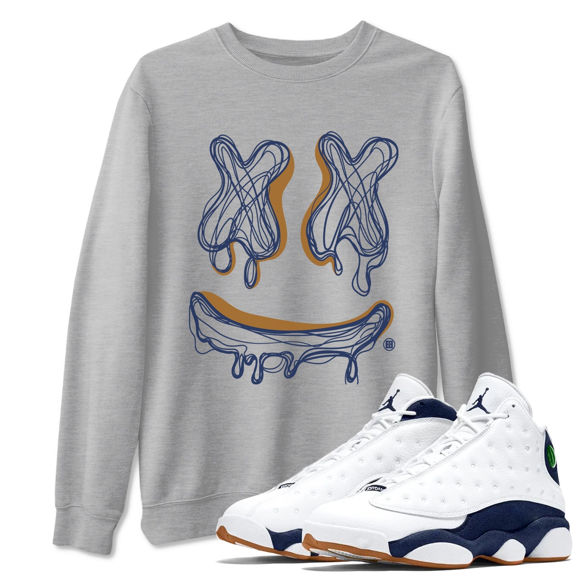 Smile Doodle snkmatch Tees - Air Jordan 13 Midnight Navy