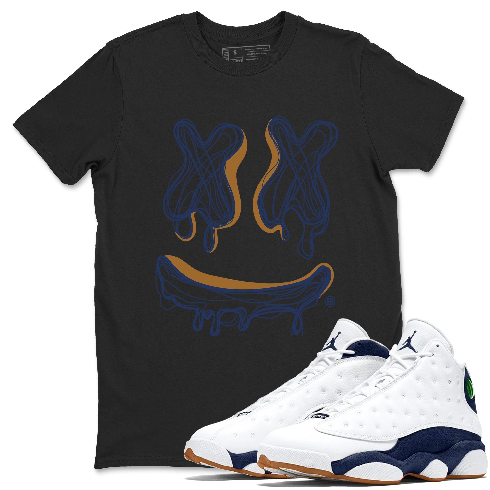 Smile Doodle snkmatch Tees - Air Jordan 13 Midnight Navy