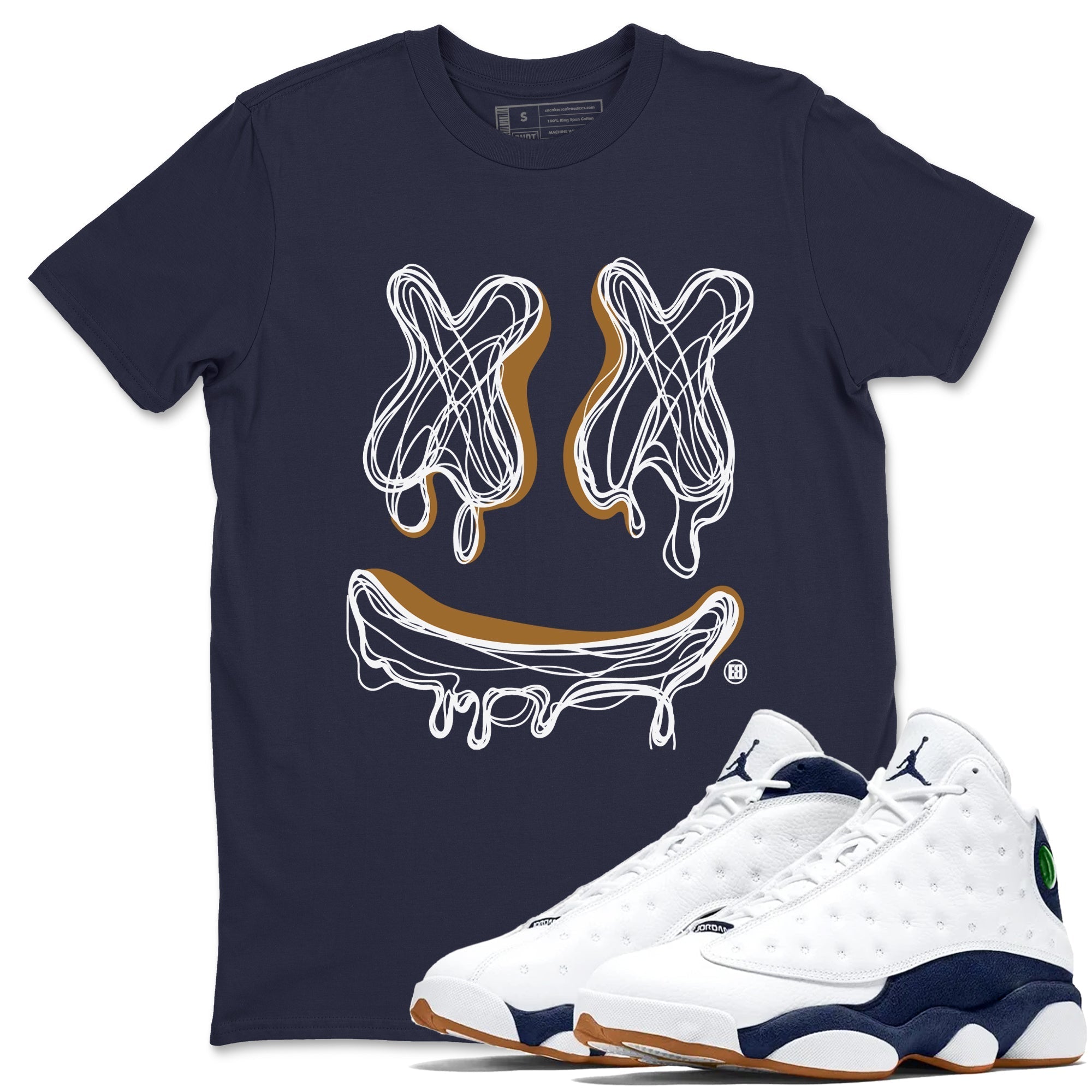Smile Doodle snkmatch Tees - Air Jordan 13 Midnight Navy