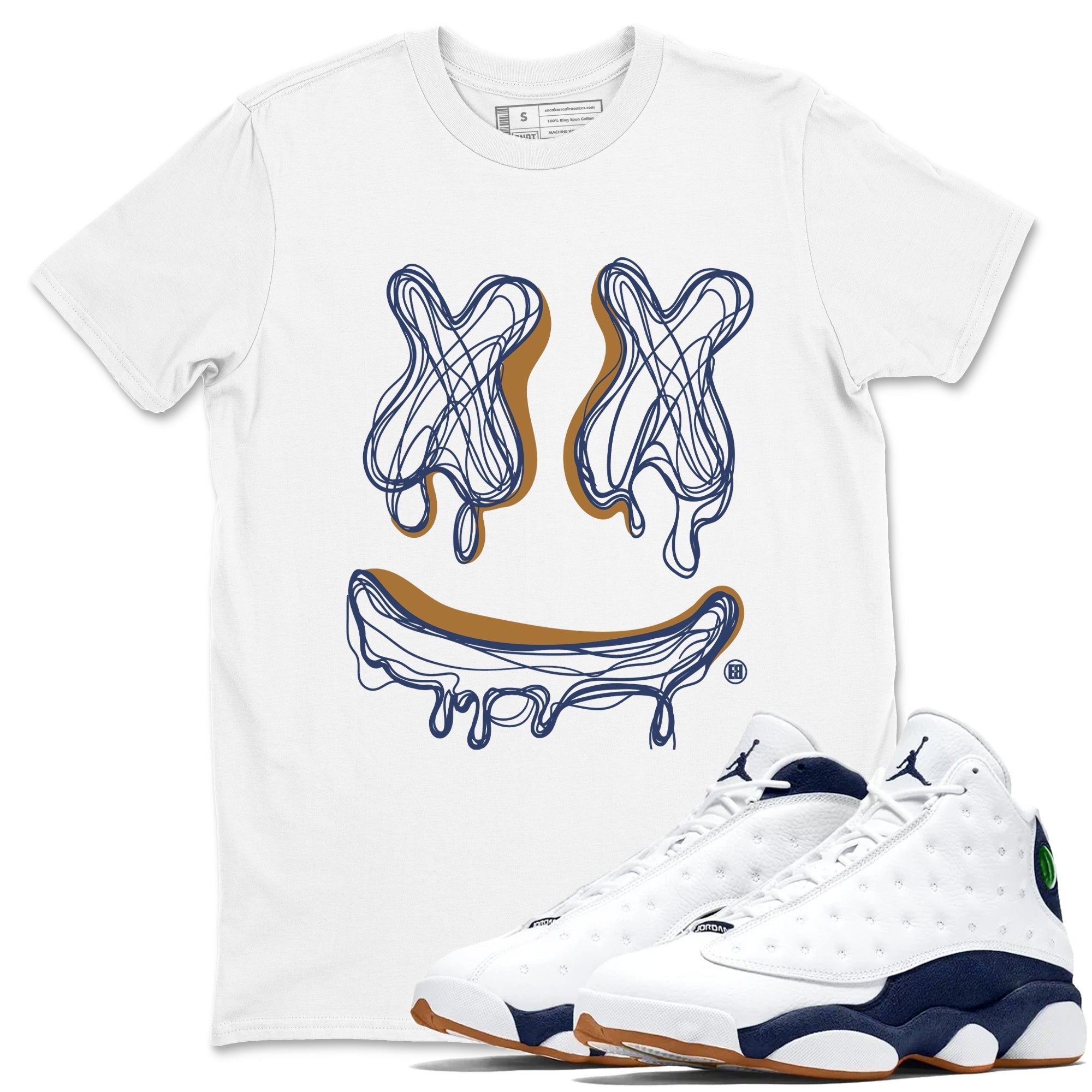 Smile Doodle snkmatch Tees - Air Jordan 13 Midnight Navy