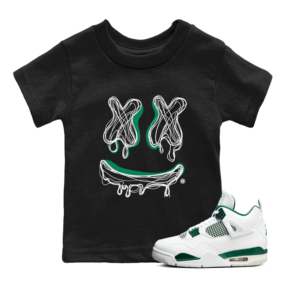 Smile Doodle snkmatch Tees Kids - Air Jordan 4 Oxidized Green