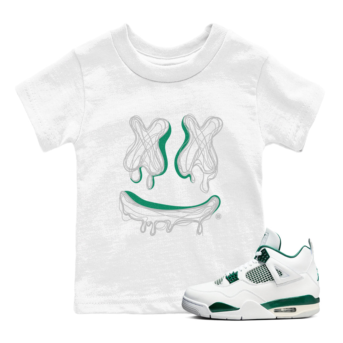 Smile Doodle snkmatch Tees Kids - Air Jordan 4 Oxidized Green