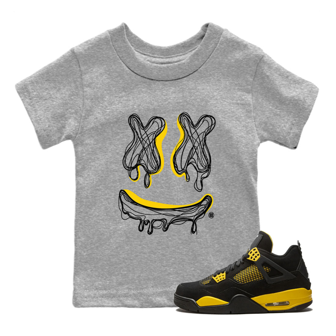Smile Doodle snkmatch Tees Kids - Air Jordan 4 Thunder
