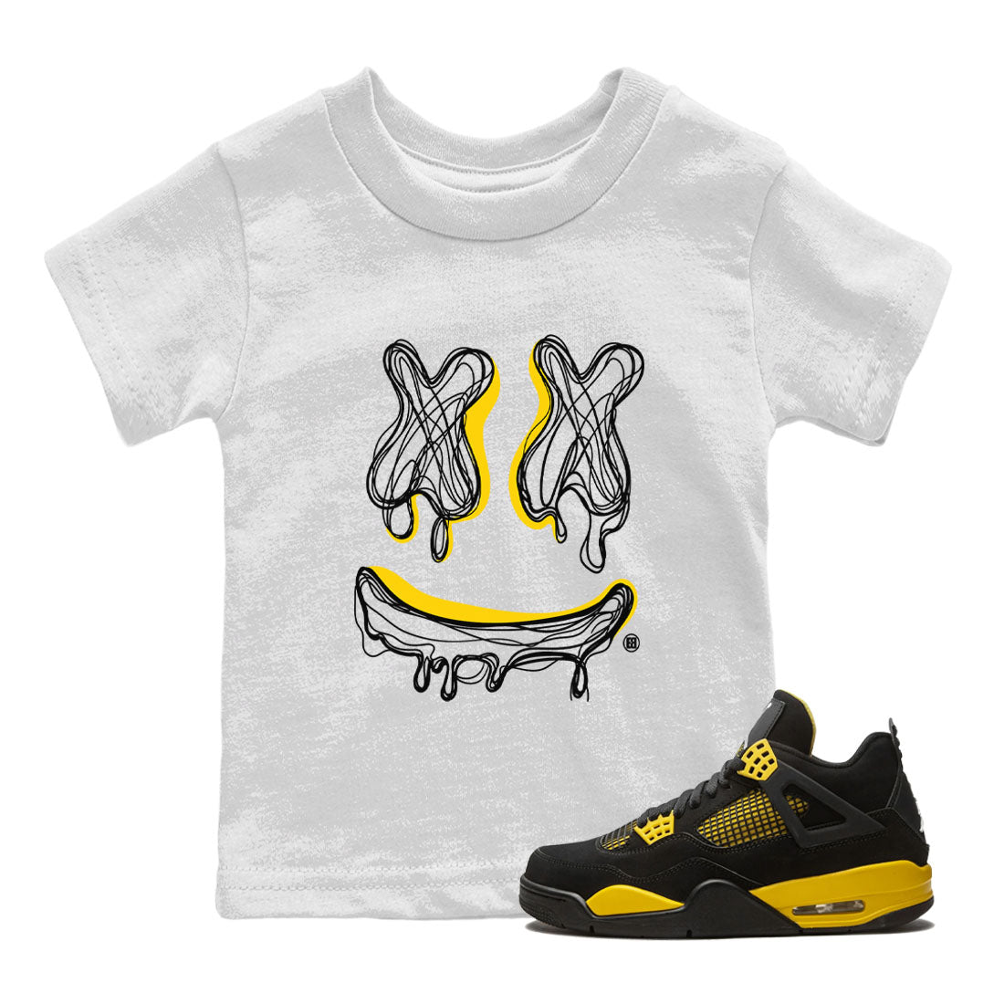 Smile Doodle snkmatch Tees Kids - Air Jordan 4 Thunder