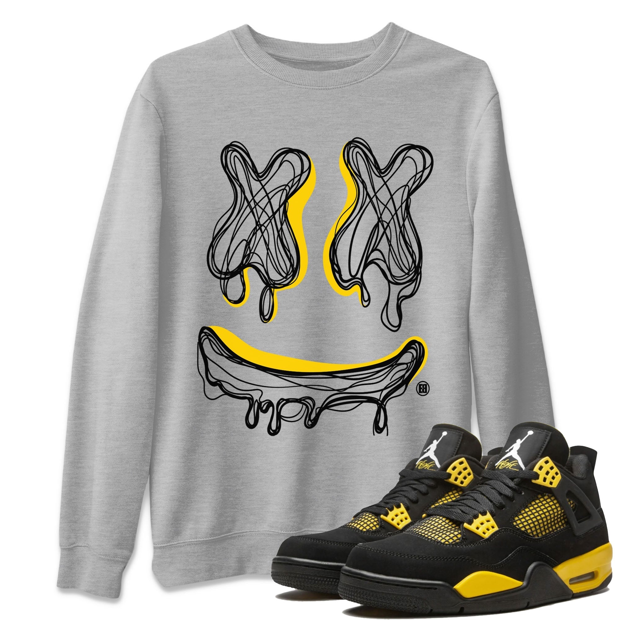 Smile Doodle snkmatch Tees - Air Jordan 4 Thunder