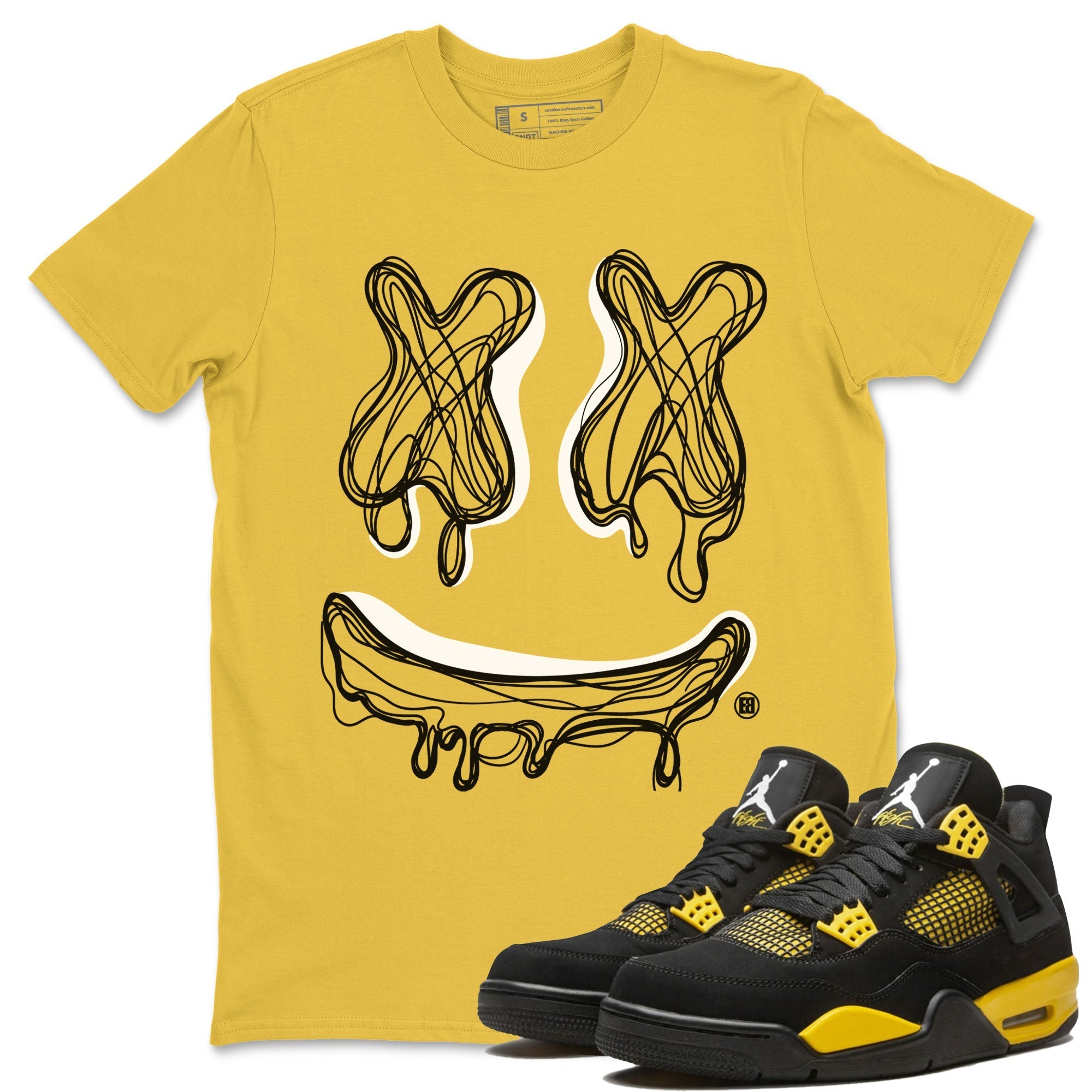 Smile Doodle snkmatch Tees - Air Jordan 4 Thunder