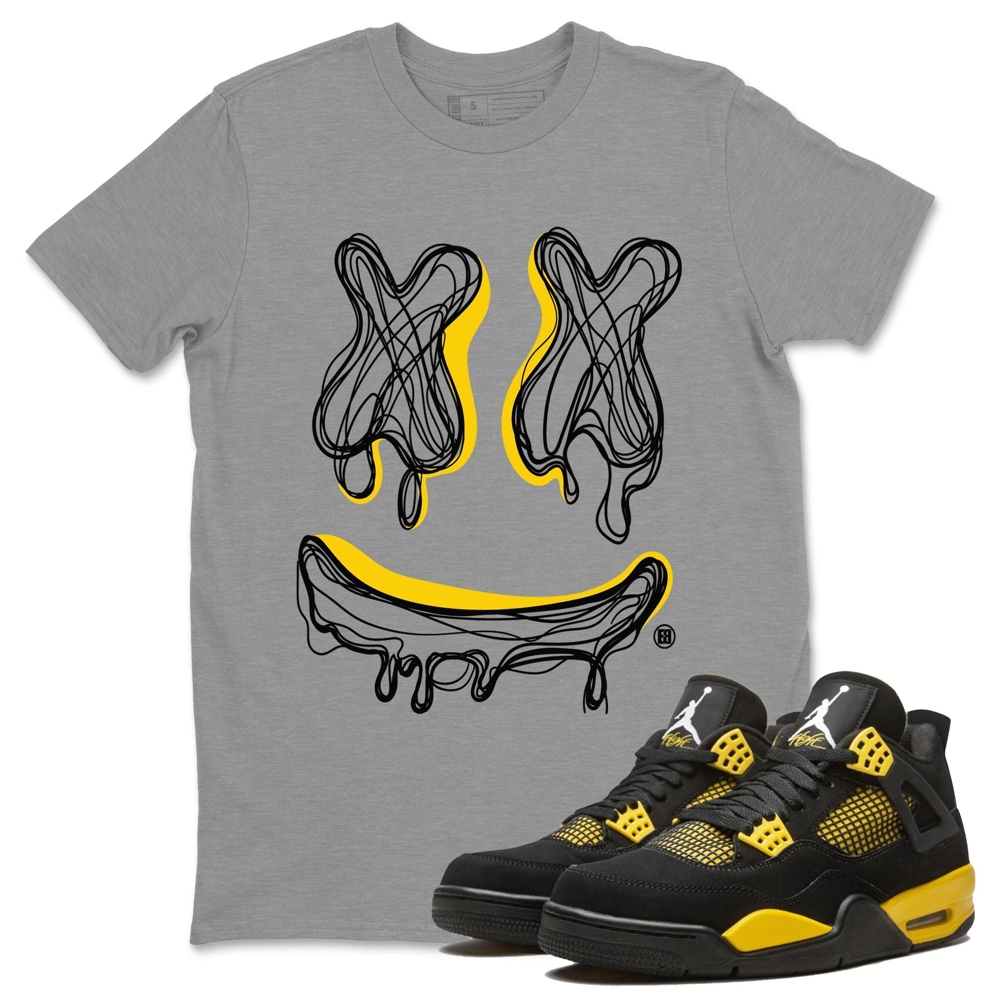 Smile Doodle snkmatch Tees - Air Jordan 4 Thunder