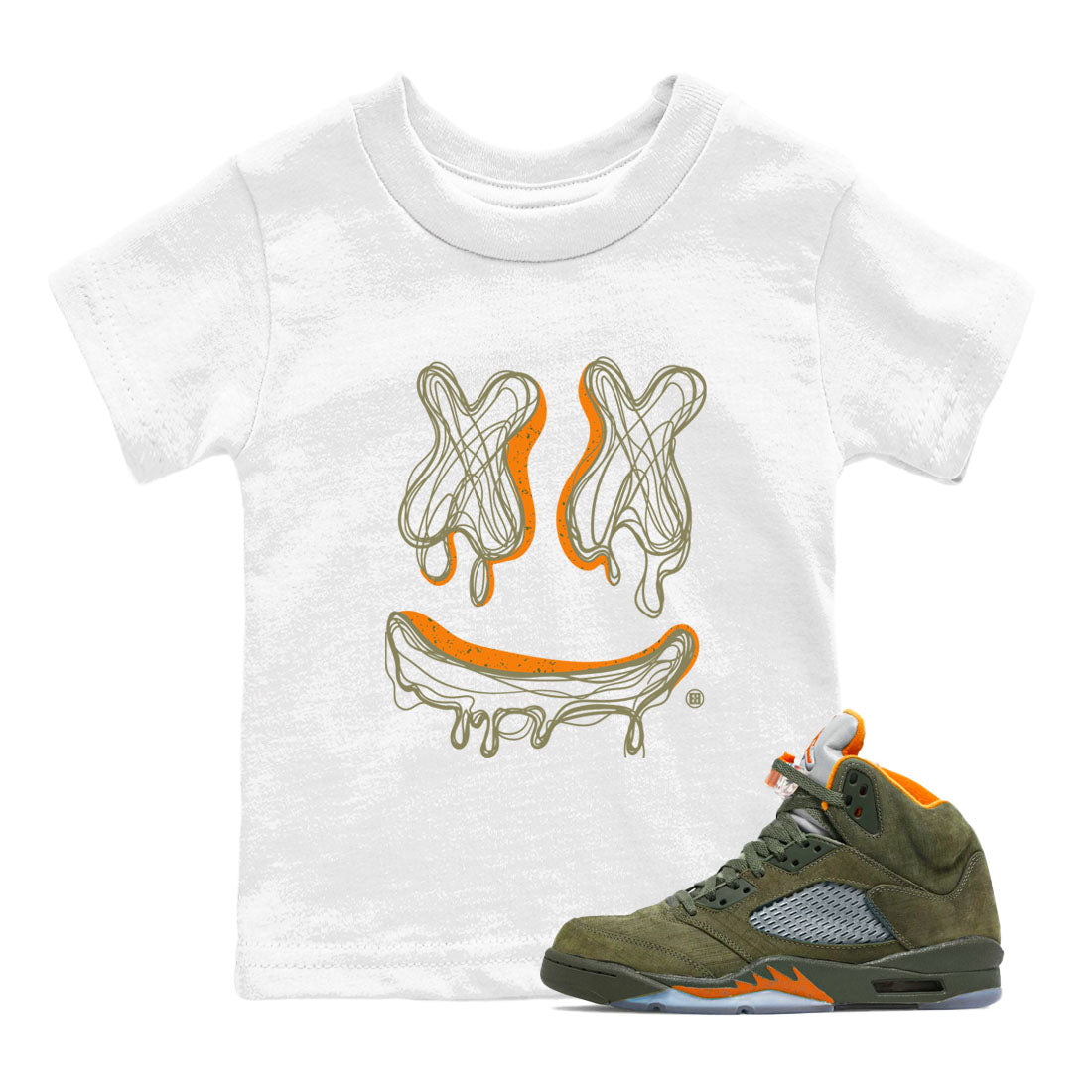 Smile Doodle snkmatch Tees Kids - Air Jordan 5 Olive