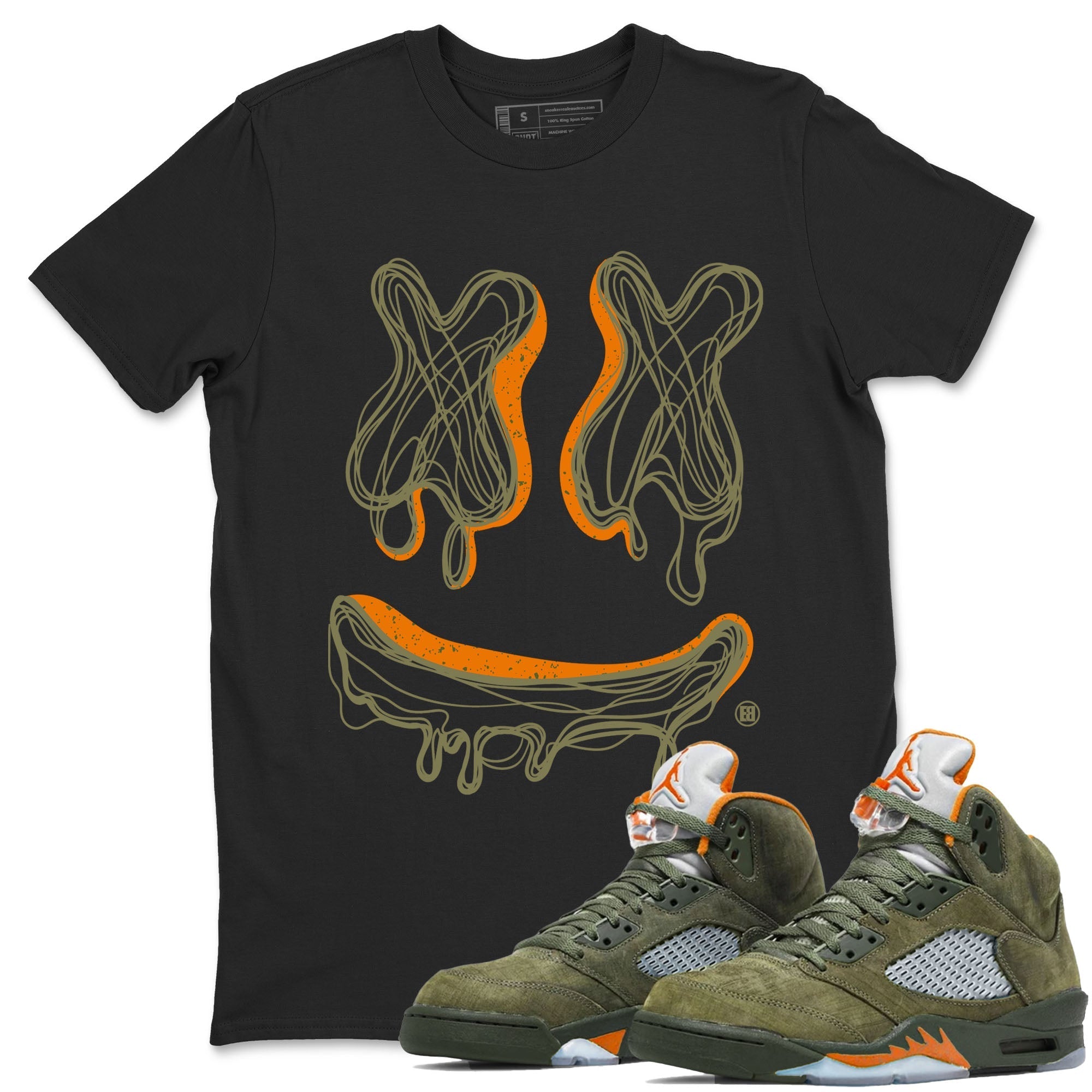 Smile Doodle snkmatch Tees - Air Jordan 5 Olive