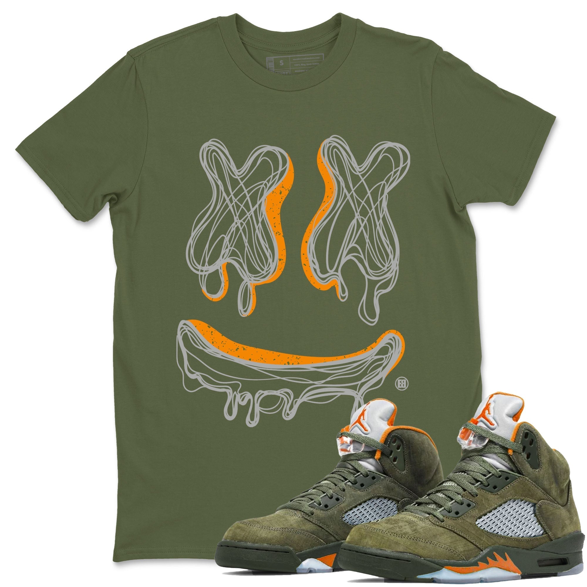Smile Doodle snkmatch Tees - Air Jordan 5 Olive