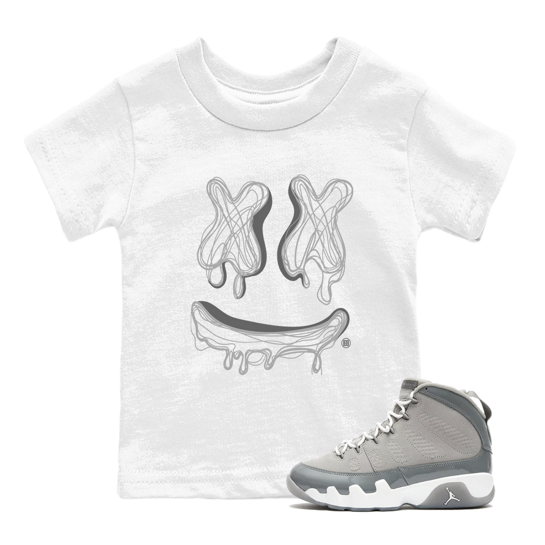 Smile Doodle snkmatch Tees Kids - Air Jordan 9 Cool Grey