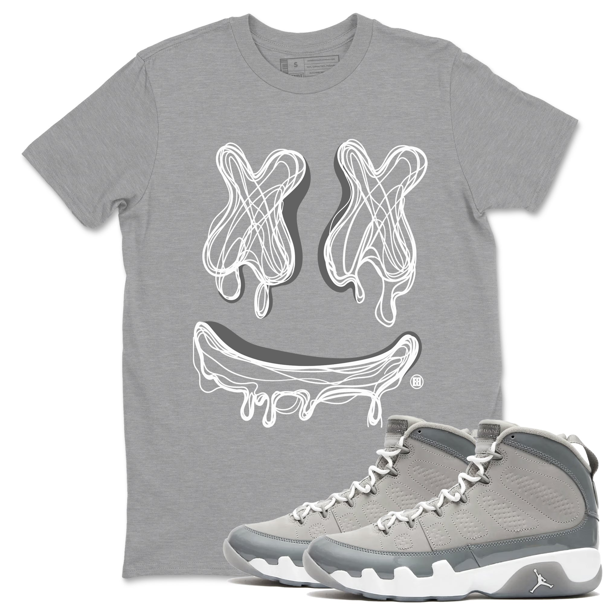 Smile Doodle snkmatch Tees - Air Jordan 9 Cool Grey