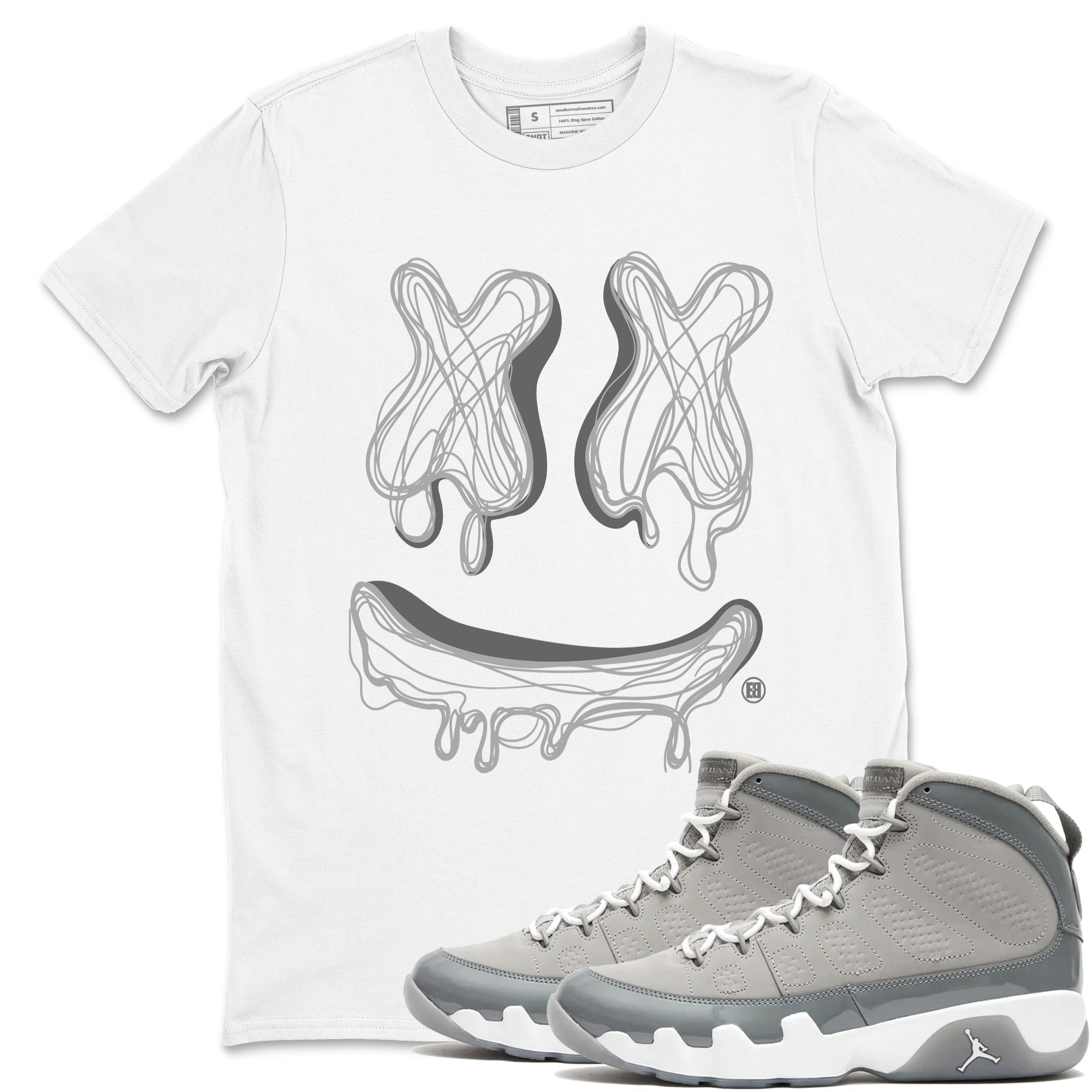 Smile Doodle snkmatch Tees - Air Jordan 9 Cool Grey