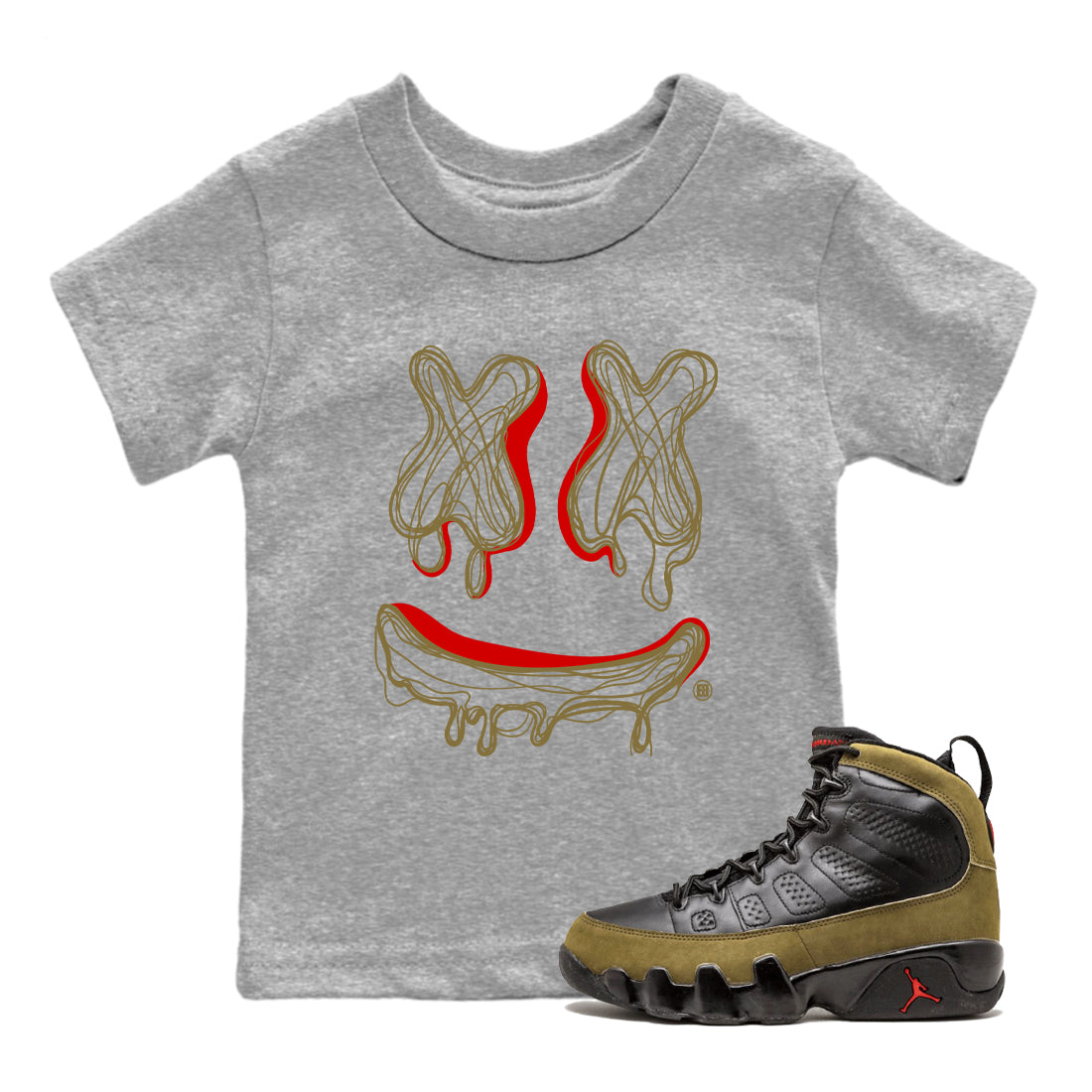 Smile Doodle snkmatch Tees Kids - Air Jordan 9 Olive