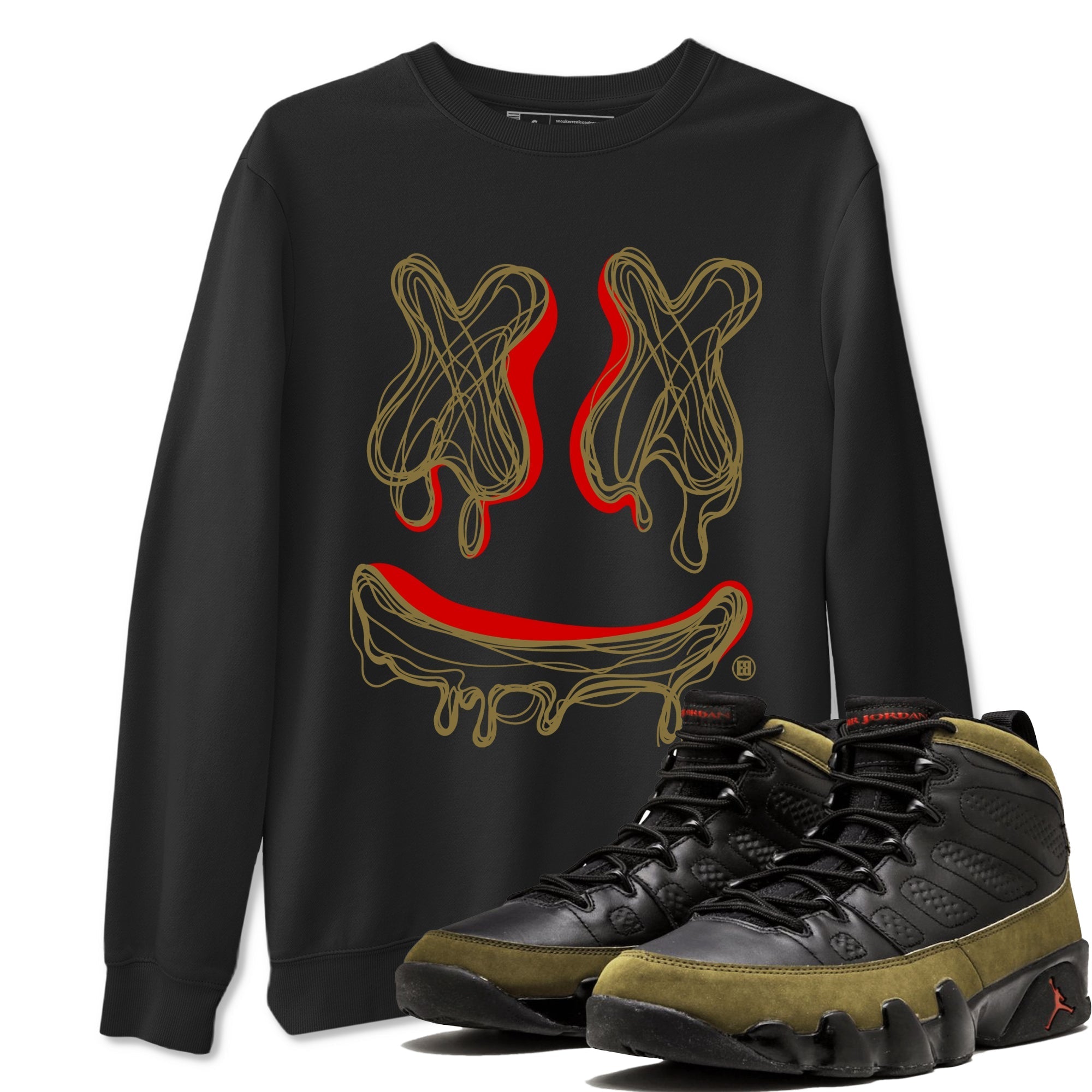 Smile Doodle snkmatch Tees - Air Jordan 9 Olive