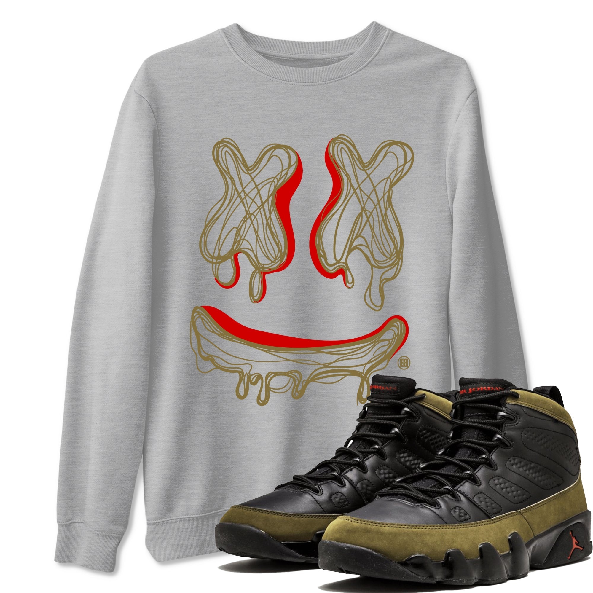 Smile Doodle snkmatch Tees - Air Jordan 9 Olive