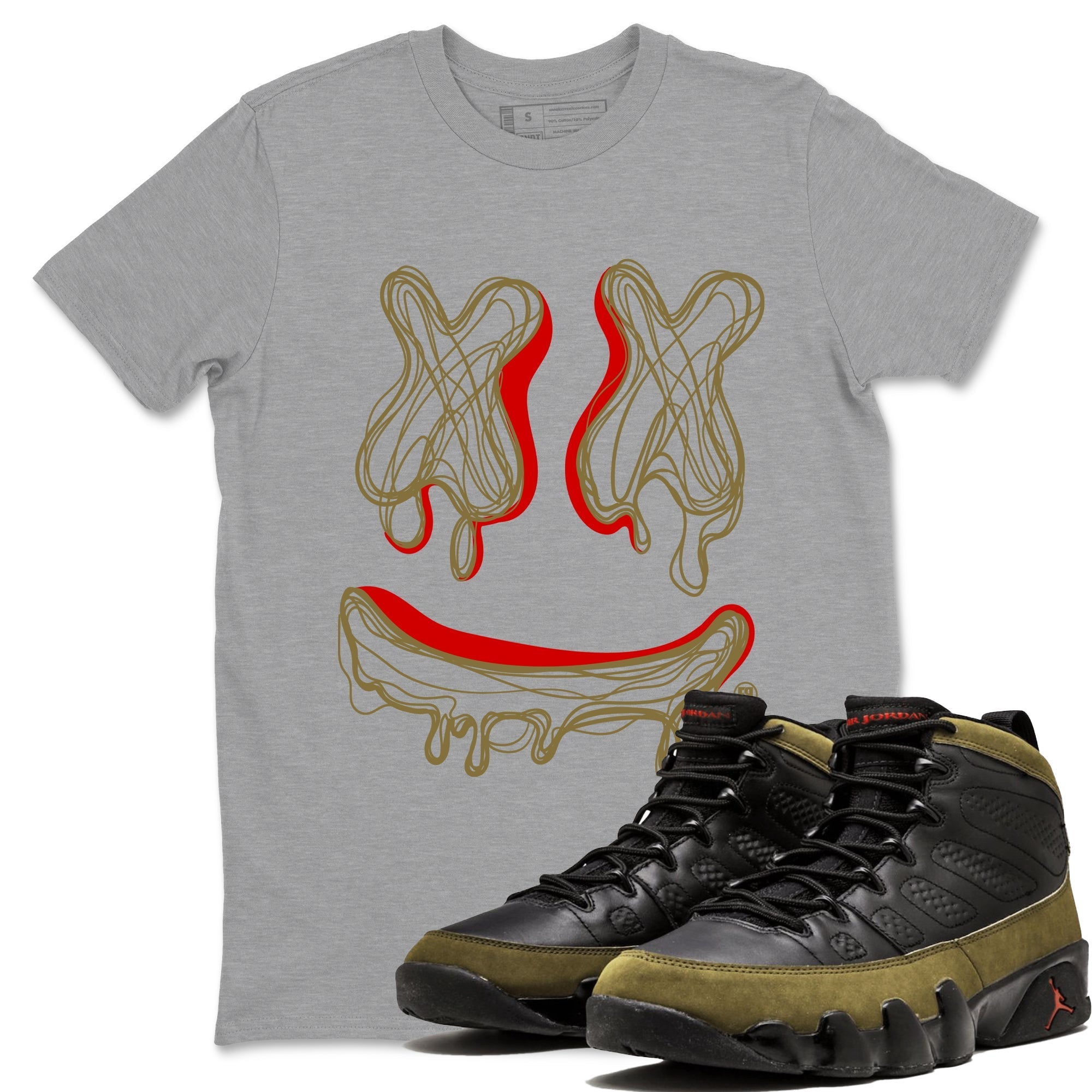 Smile Doodle snkmatch Tees - Air Jordan 9 Olive