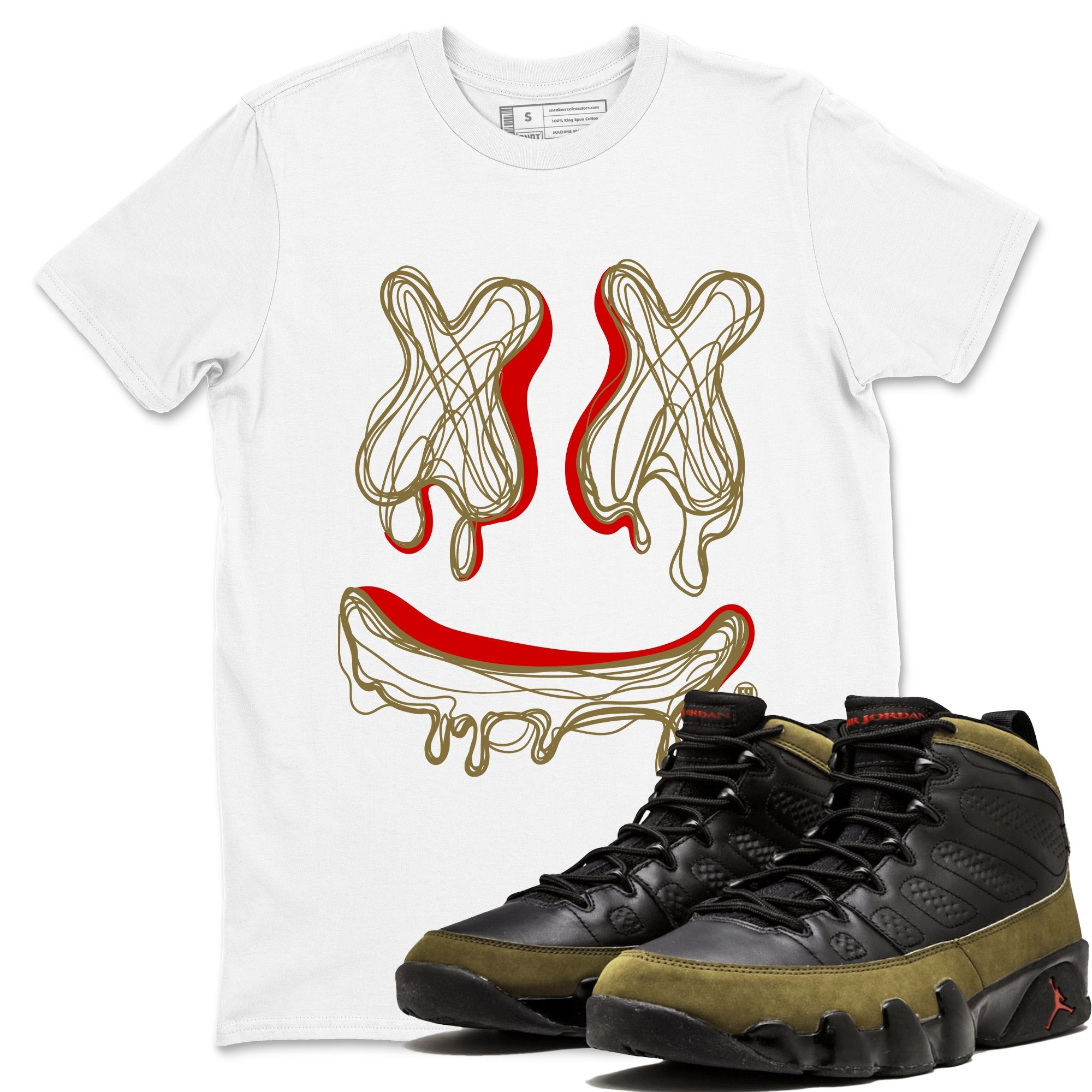 Smile Doodle snkmatch Tees - Air Jordan 9 Olive