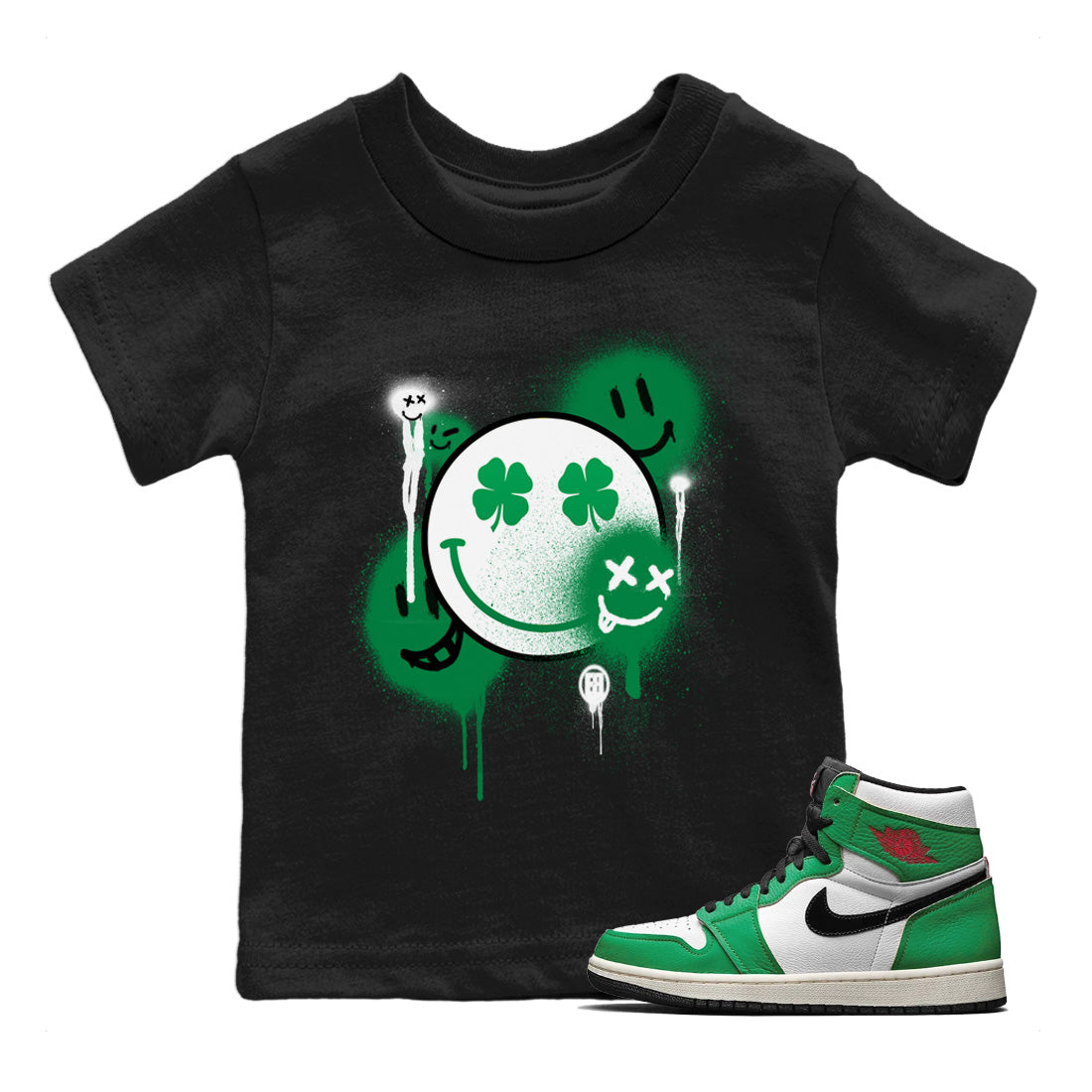 Smile Painting Kids Tops - Air Jordan 1 Lucky Green