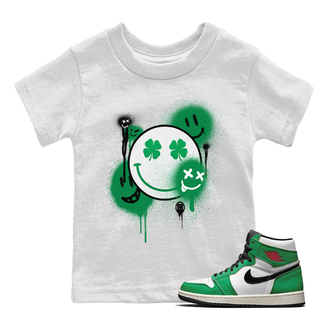 Smile Painting Kids Tops - Air Jordan 1 Lucky Green