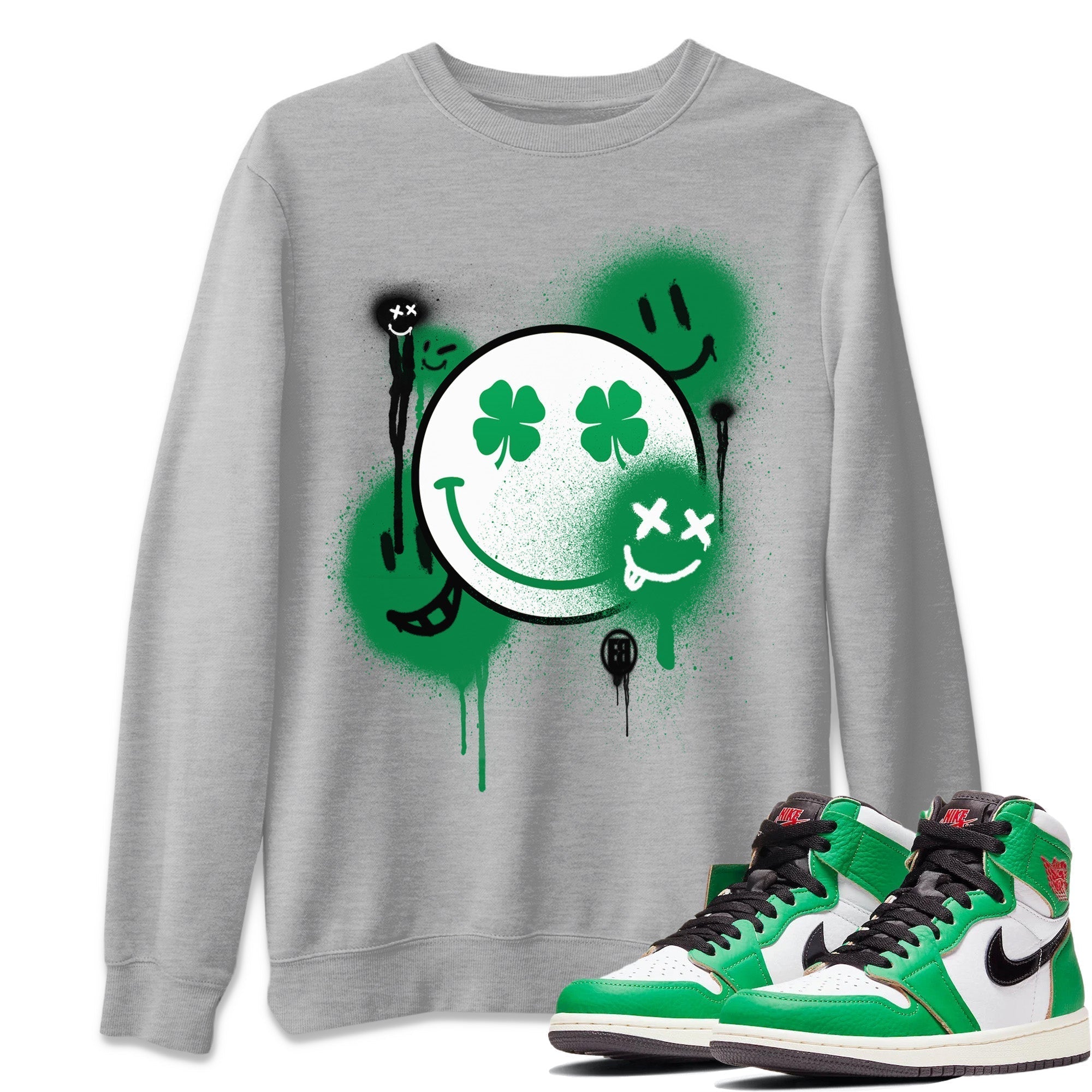 Smile Painting Unisex Tops - Air Jordan 1 Lucky Green