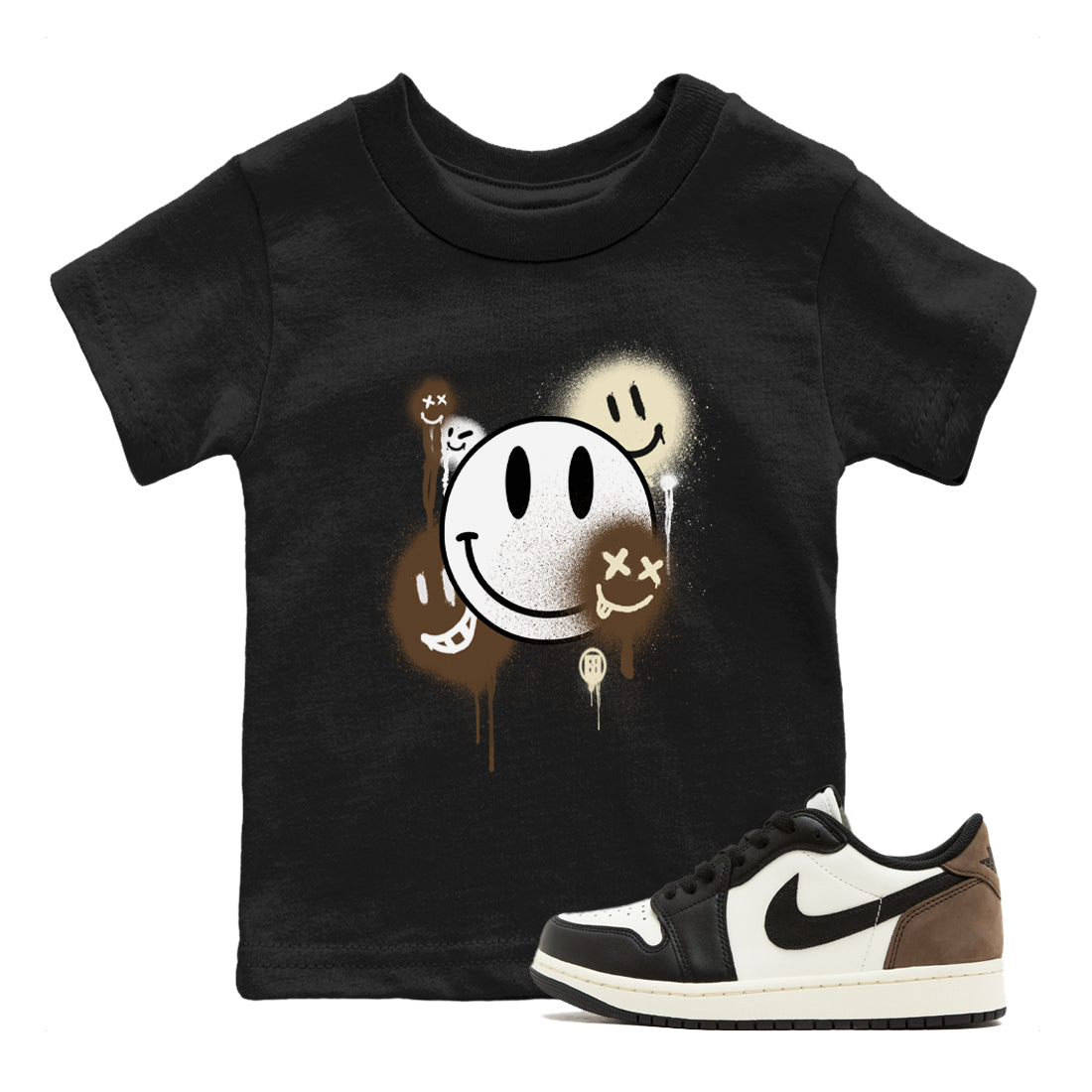 Smile Painting snkmatch Tees Kids - Air Jordan 1 Mocha