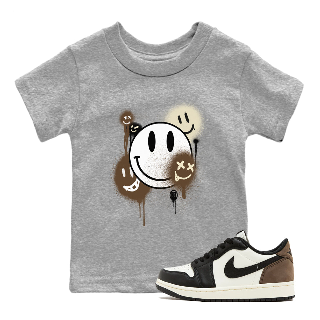 Smile Painting snkmatch Tees Kids - Air Jordan 1 Mocha