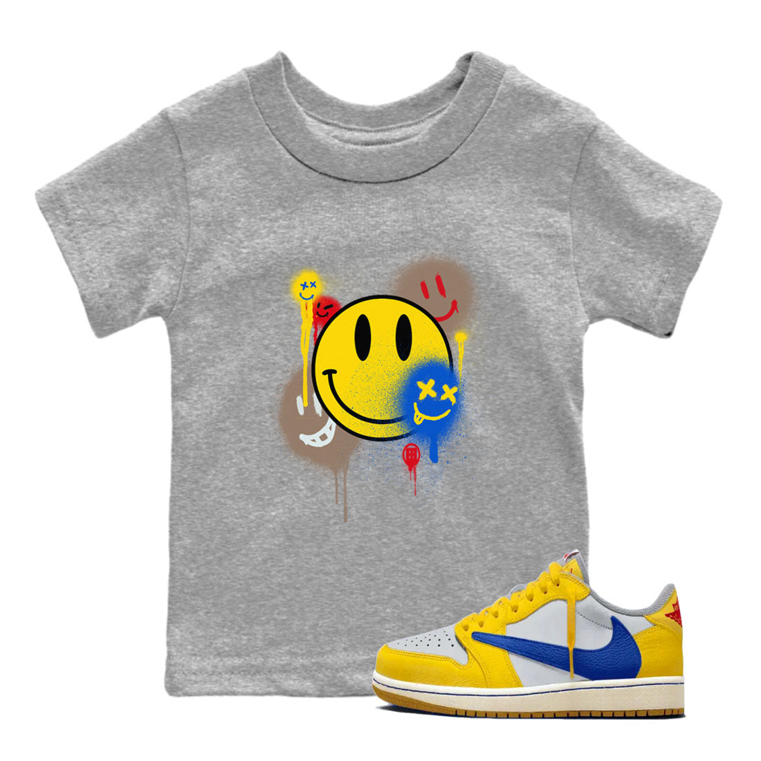 Smile Painting snkmatch Tees Kids - Air Jordan 1 Travis Scott Canary