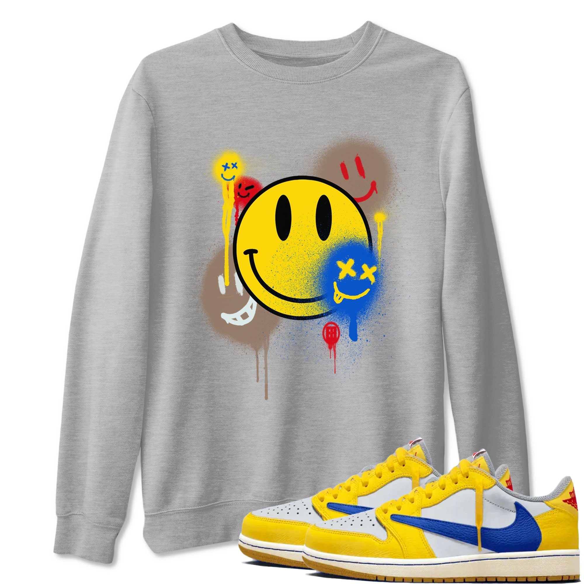 Smile Painting snkmatch Tees - Air Jordan 1 Travis Scott Canary