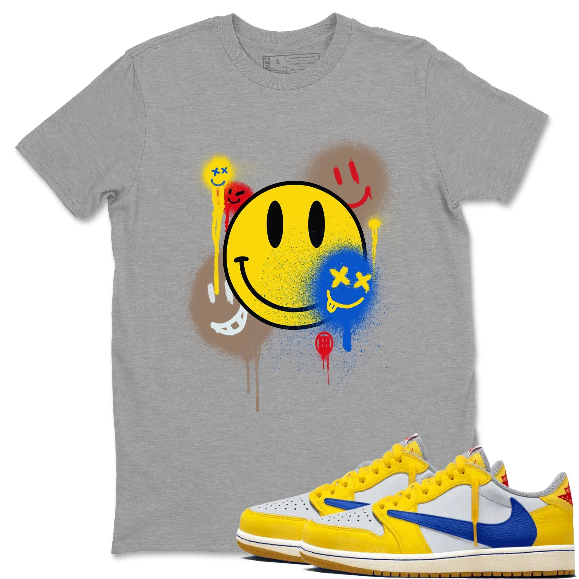 Smile Painting snkmatch Tees - Air Jordan 1 Travis Scott Canary