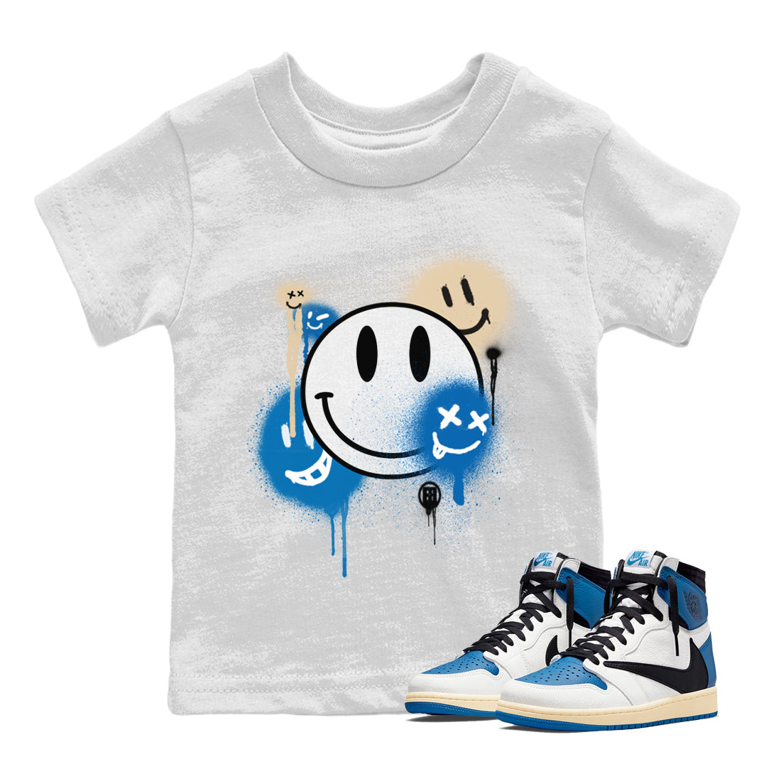 Smile Painting Kids Tops - Air Jordan 1 Travis Scott Fragment