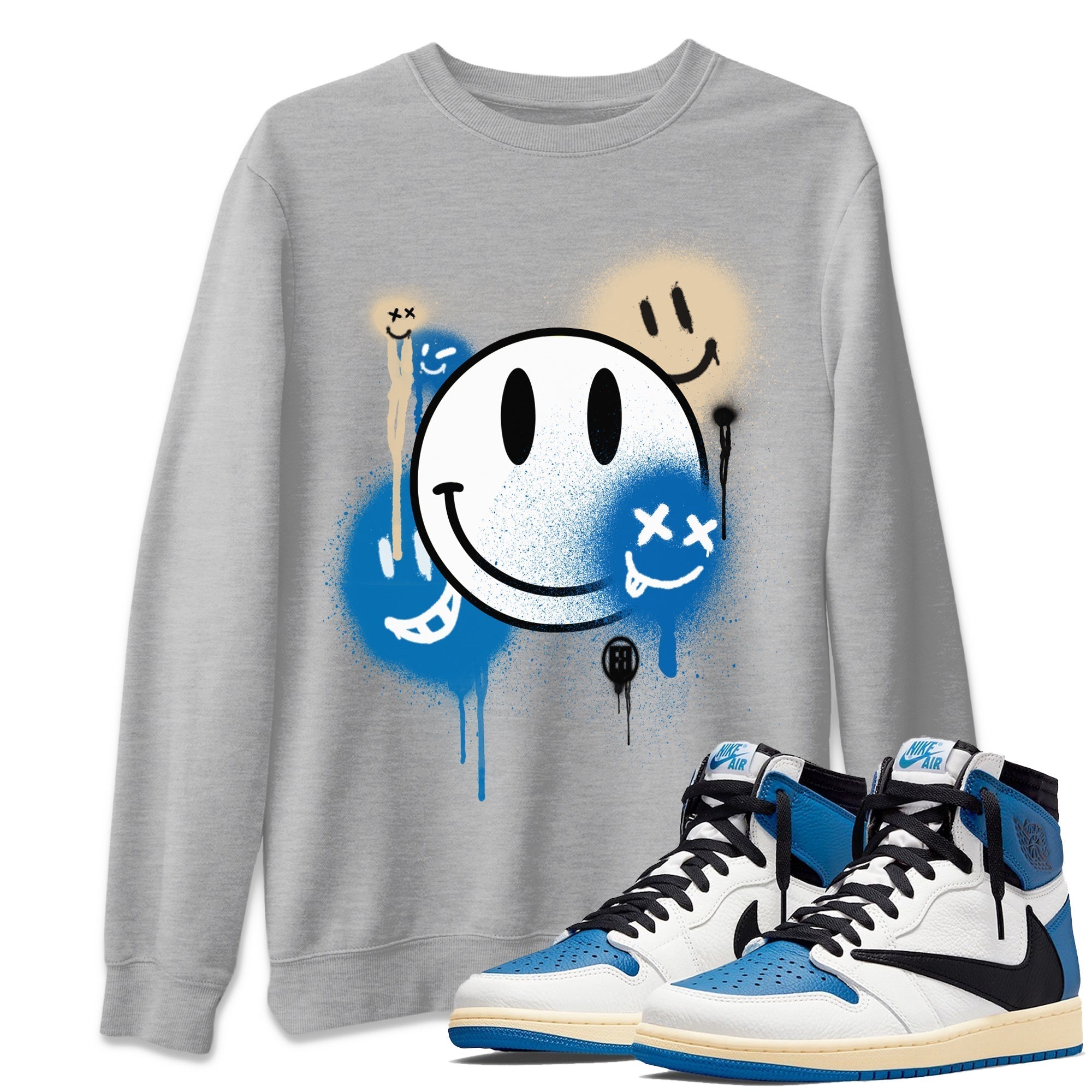 Smile Painting Unisex Tops - Air Jordan 1 Travis Scott Fragment