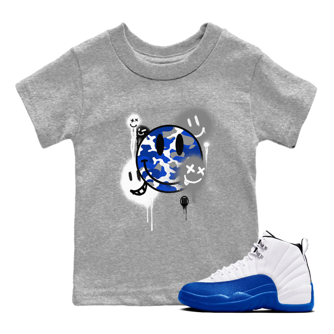 Smile Painting snkmatch Tees Kids - Air Jordan 12 Blueberry