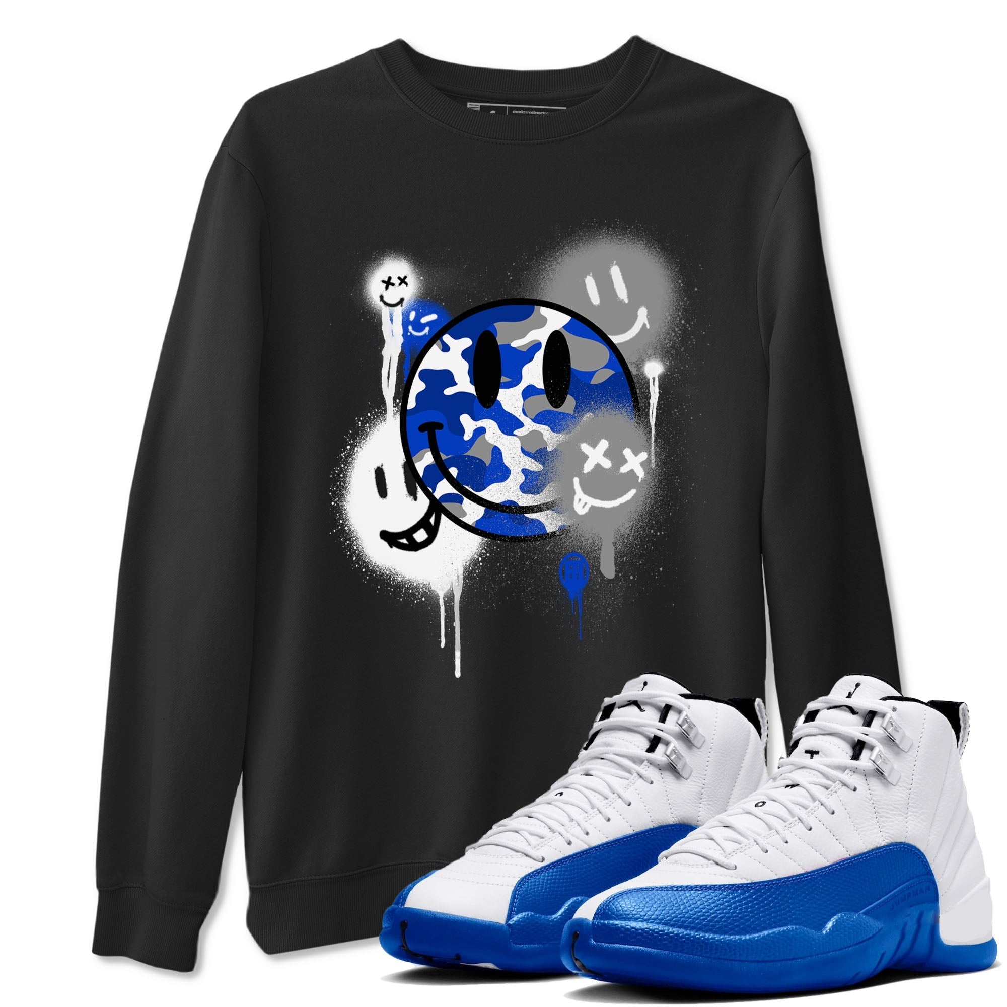 Smile Painting snkmatch Tees - Air Jordan 12 Blueberry
