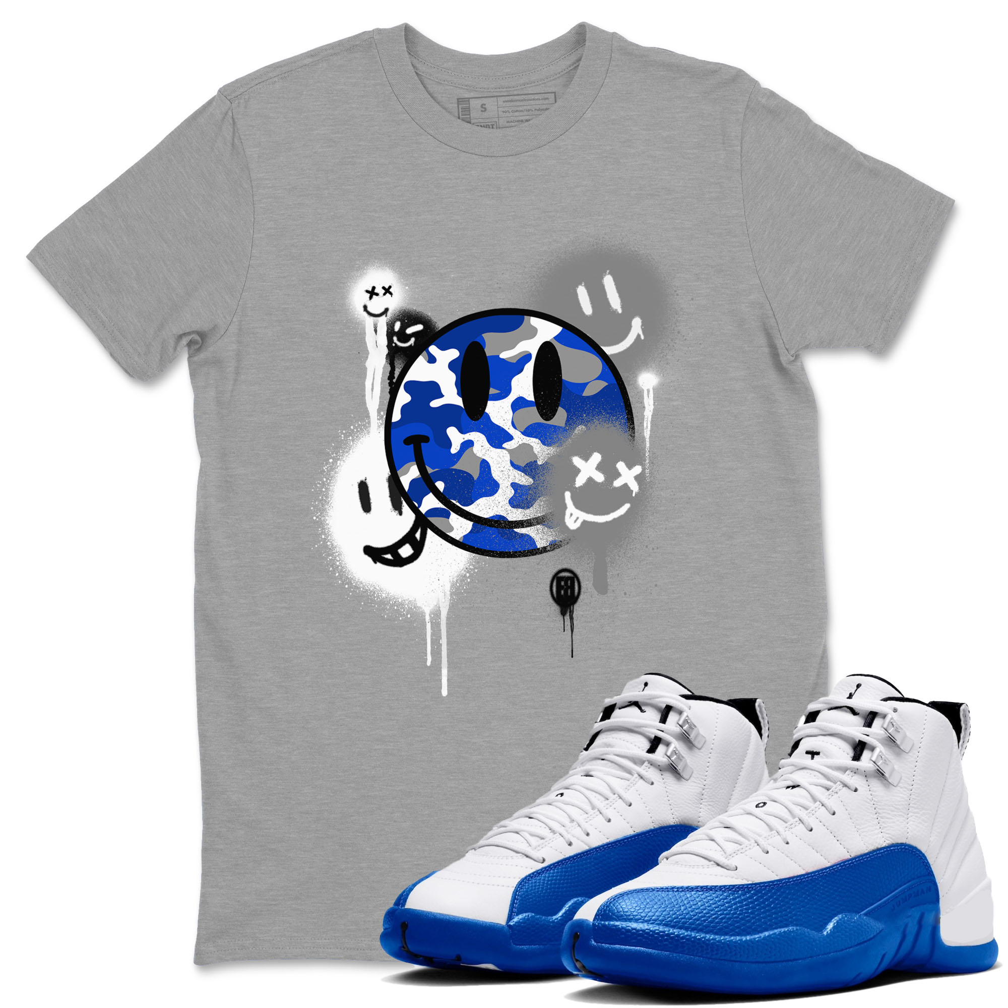 Smile Painting snkmatch Tees - Air Jordan 12 Blueberry