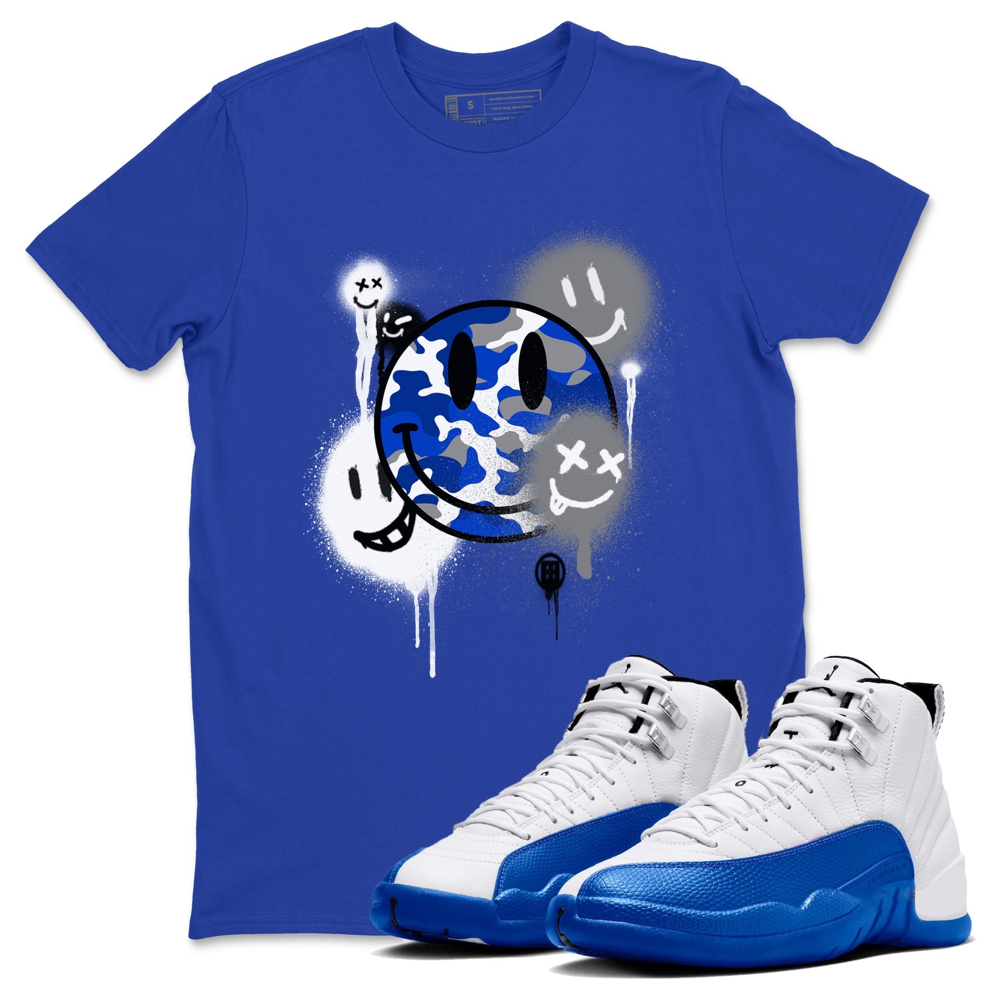 Smile Painting snkmatch Tees - Air Jordan 12 Blueberry