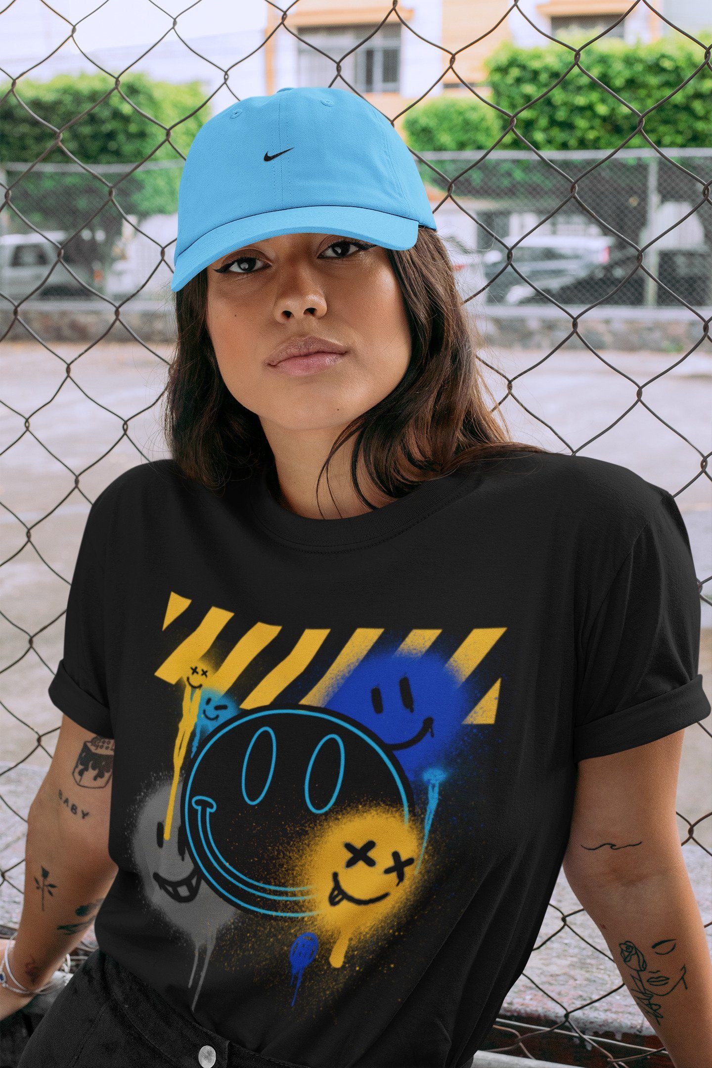 Smile Painting Unisex Tops - Air Jordan 2 OFF-WHITE Black Blue