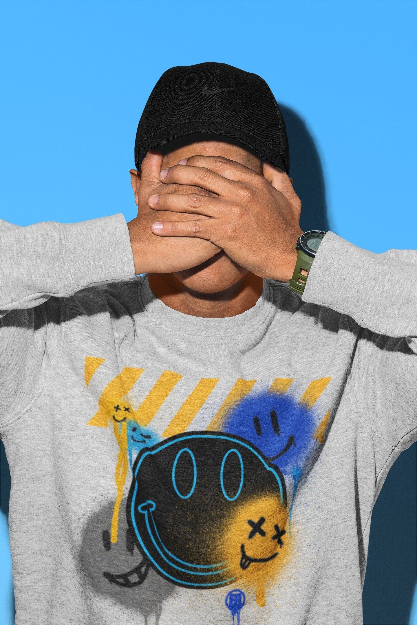 Smile Painting Unisex Tops - Air Jordan 2 OFF-WHITE Black Blue