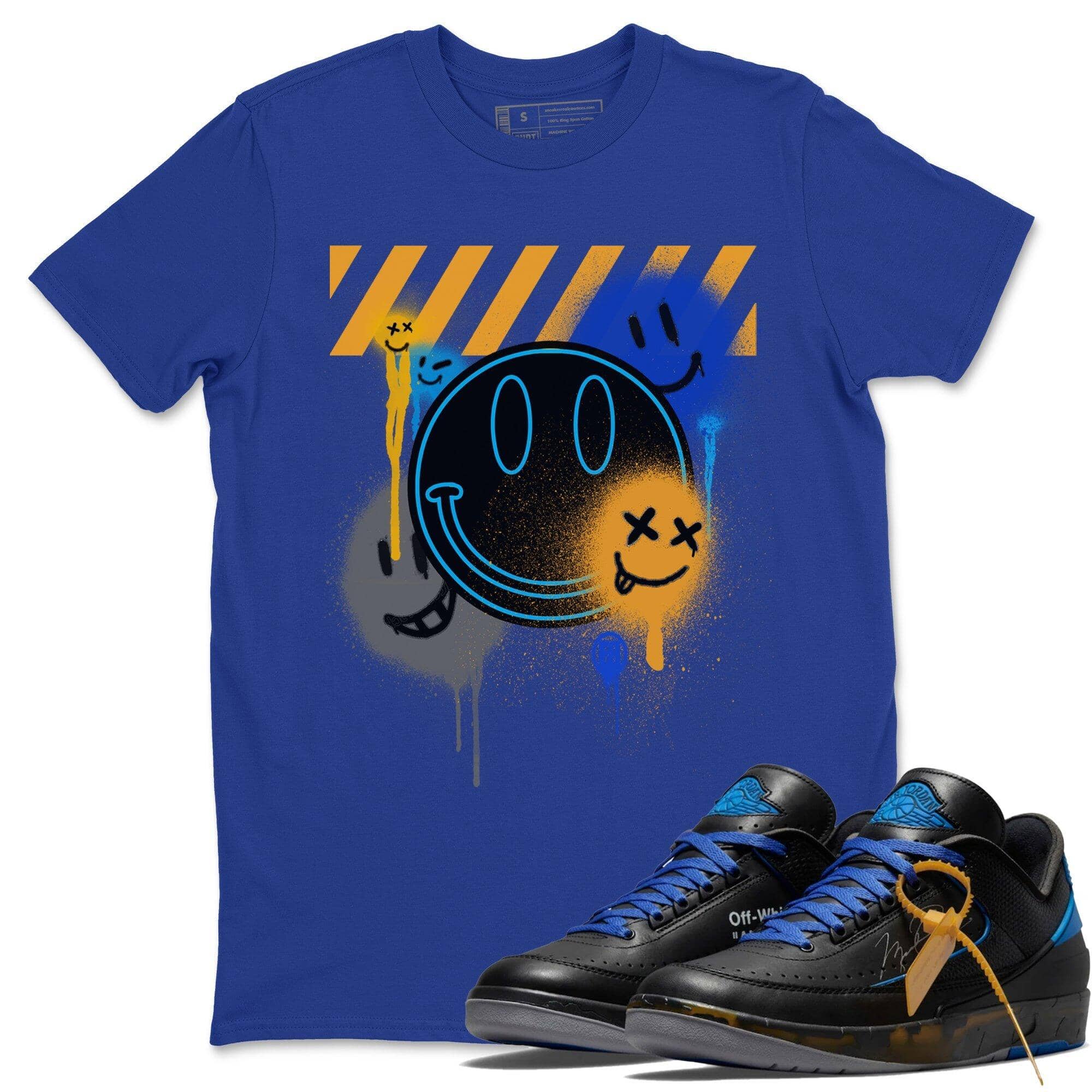 Smile Painting Unisex Tops - Air Jordan 2 OFF-WHITE Black Blue