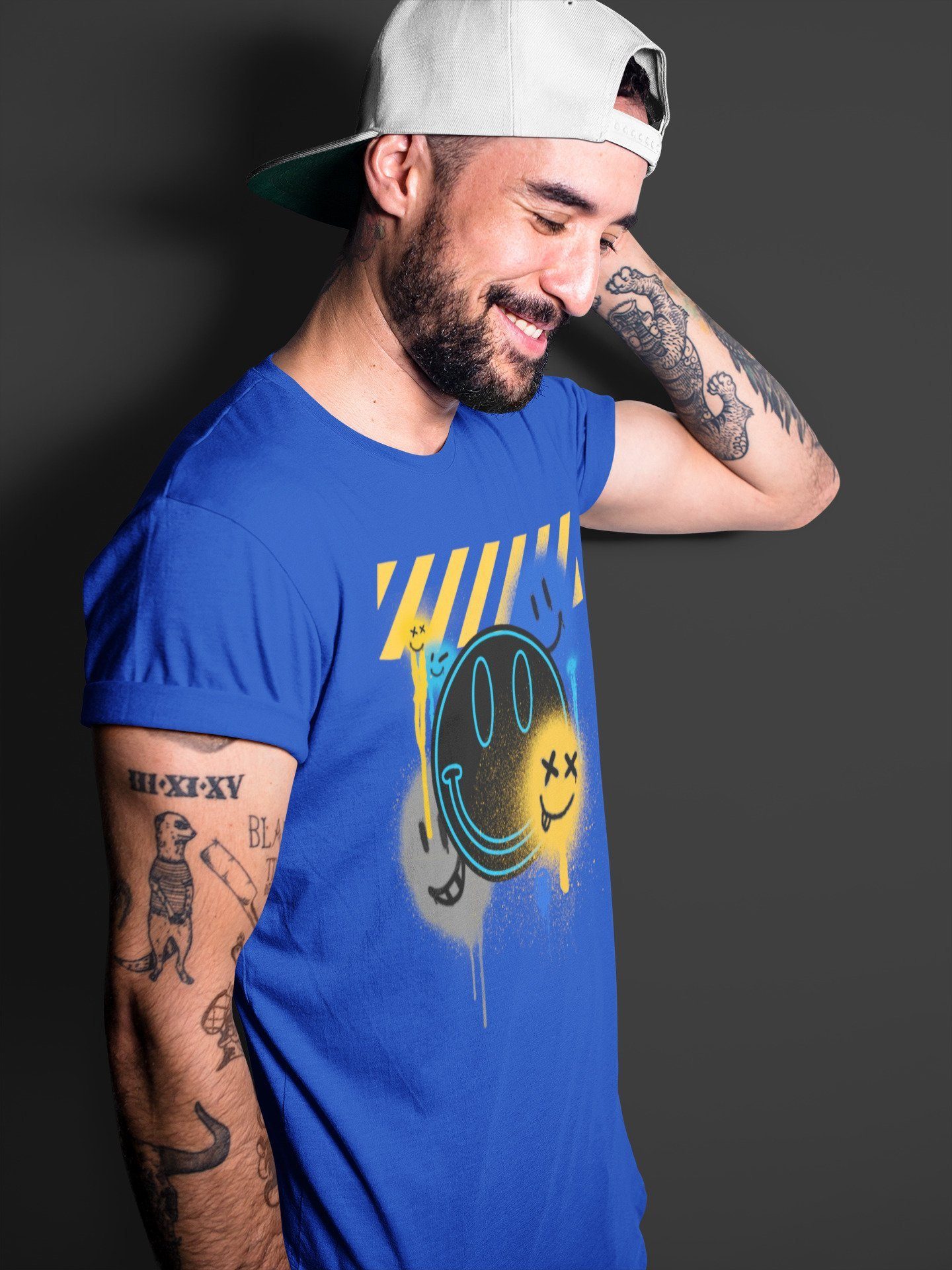 Smile Painting Unisex Tops - Air Jordan 2 OFF-WHITE Black Blue