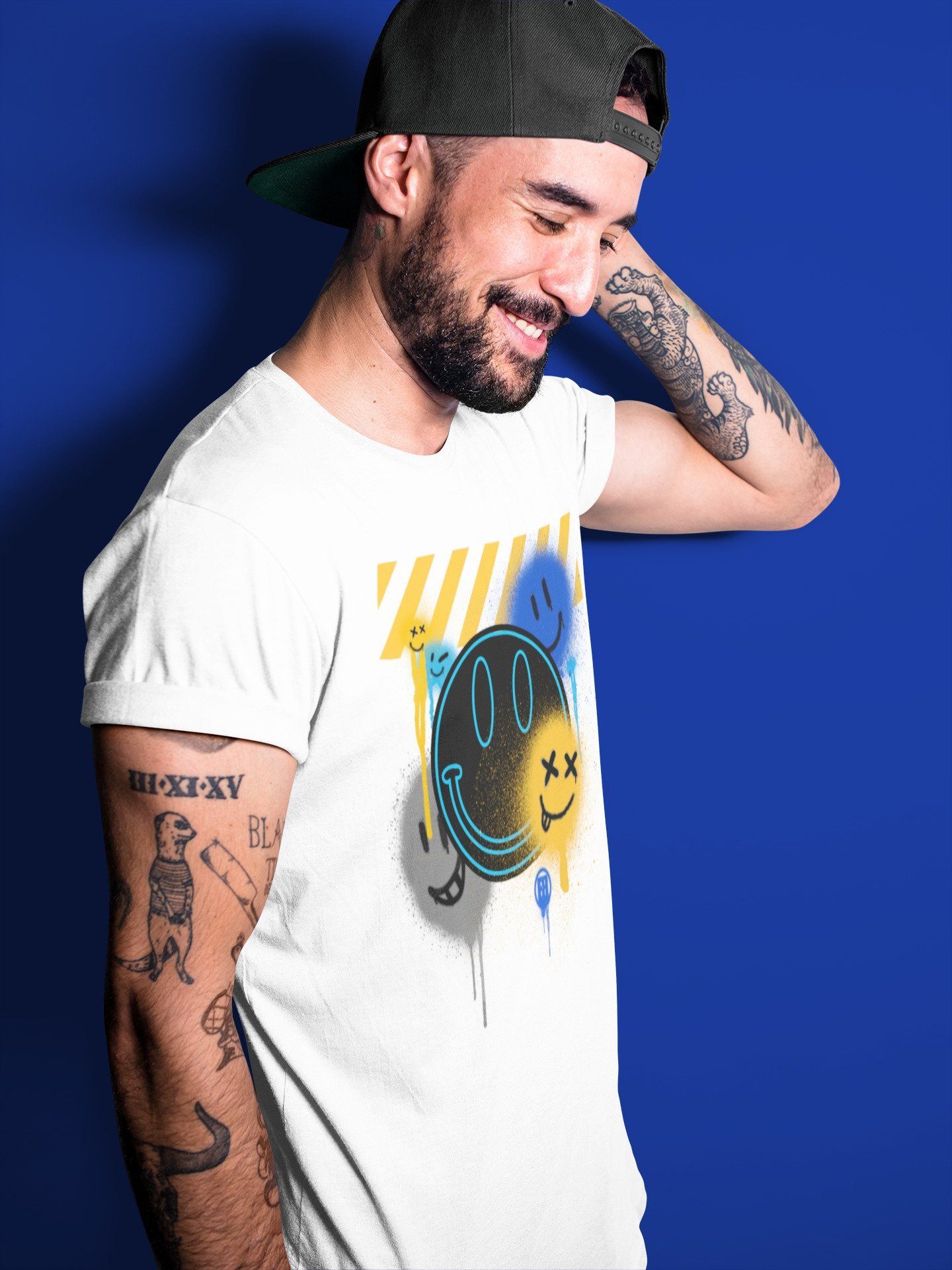 Smile Painting Unisex Tops - Air Jordan 2 OFF-WHITE Black Blue