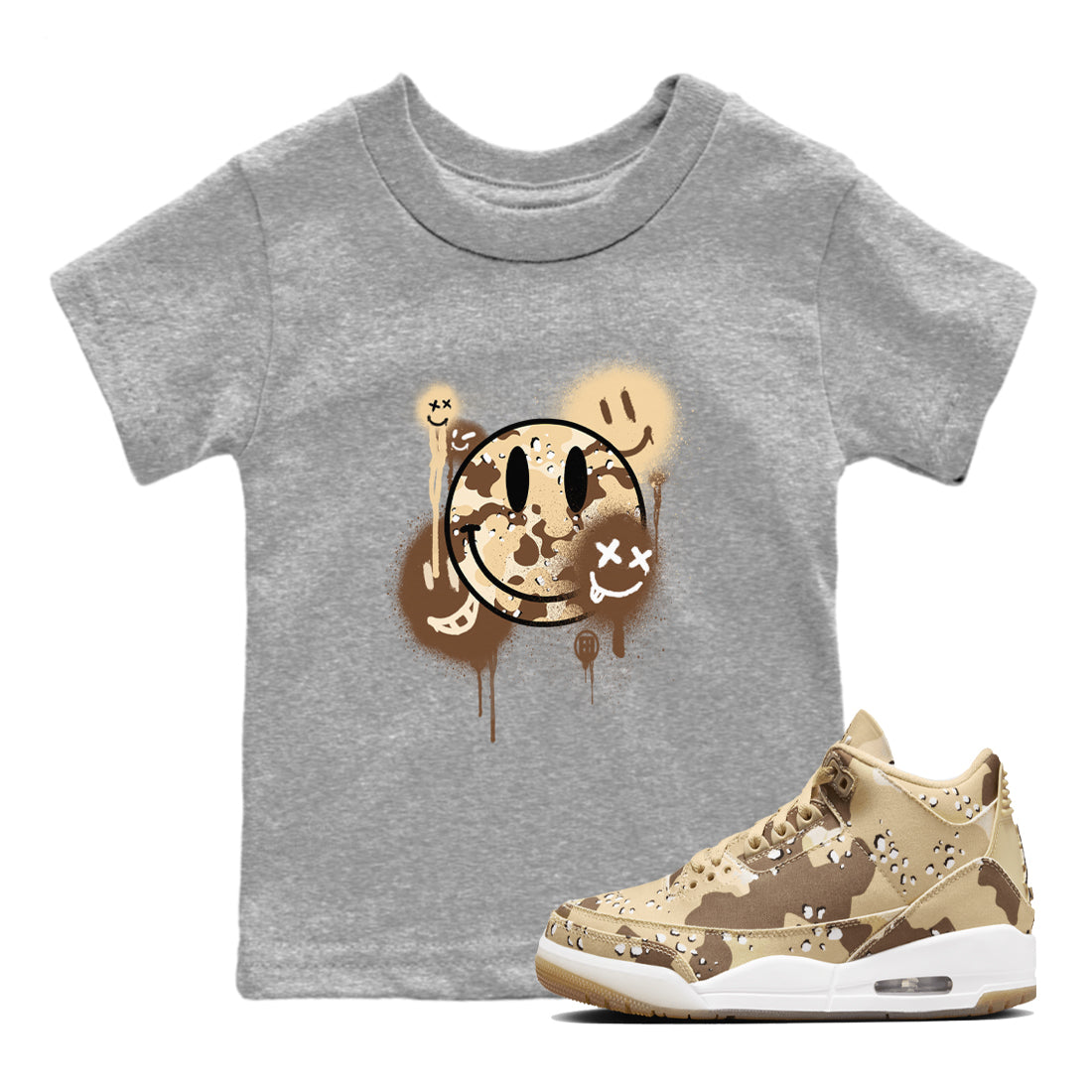 Smile Painting snkmatch Tees Kids - Air Jordan 3 Desert Camo